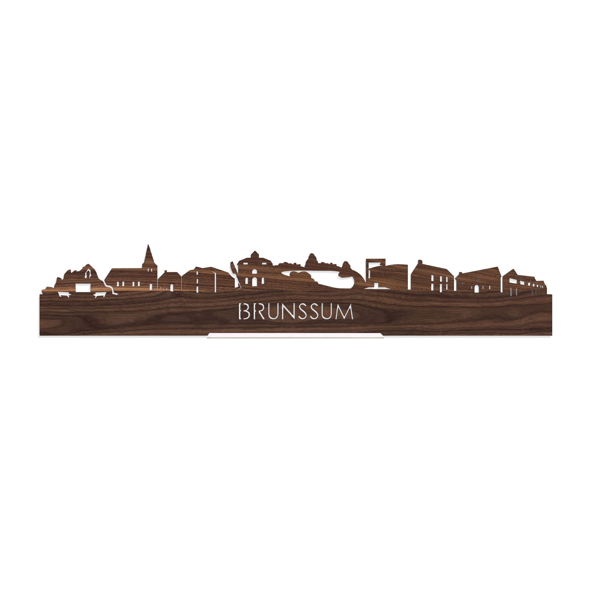 Standing Skyline Brunssum Noten houten cadeau decoratie relatiegeschenk van WoodWideCities