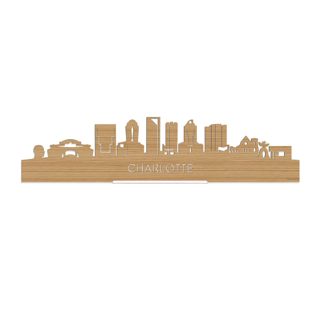 Standing Skyline Charlotte Bamboe houten cadeau decoratie relatiegeschenk van WoodWideCities