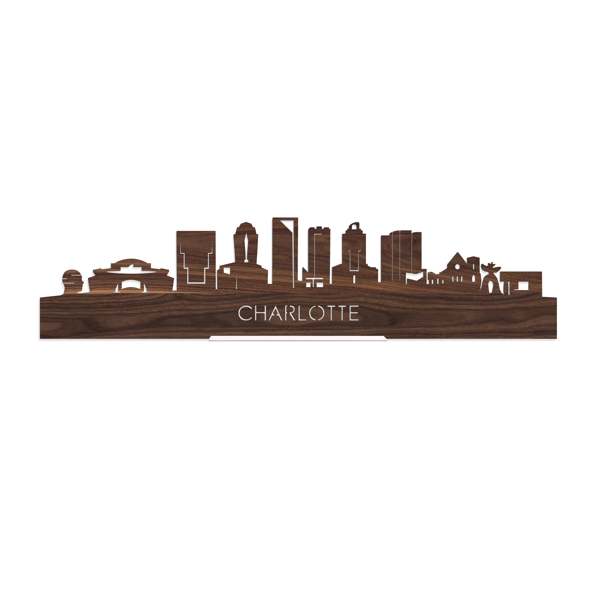 Standing Skyline Charlotte Noten houten cadeau decoratie relatiegeschenk van WoodWideCities