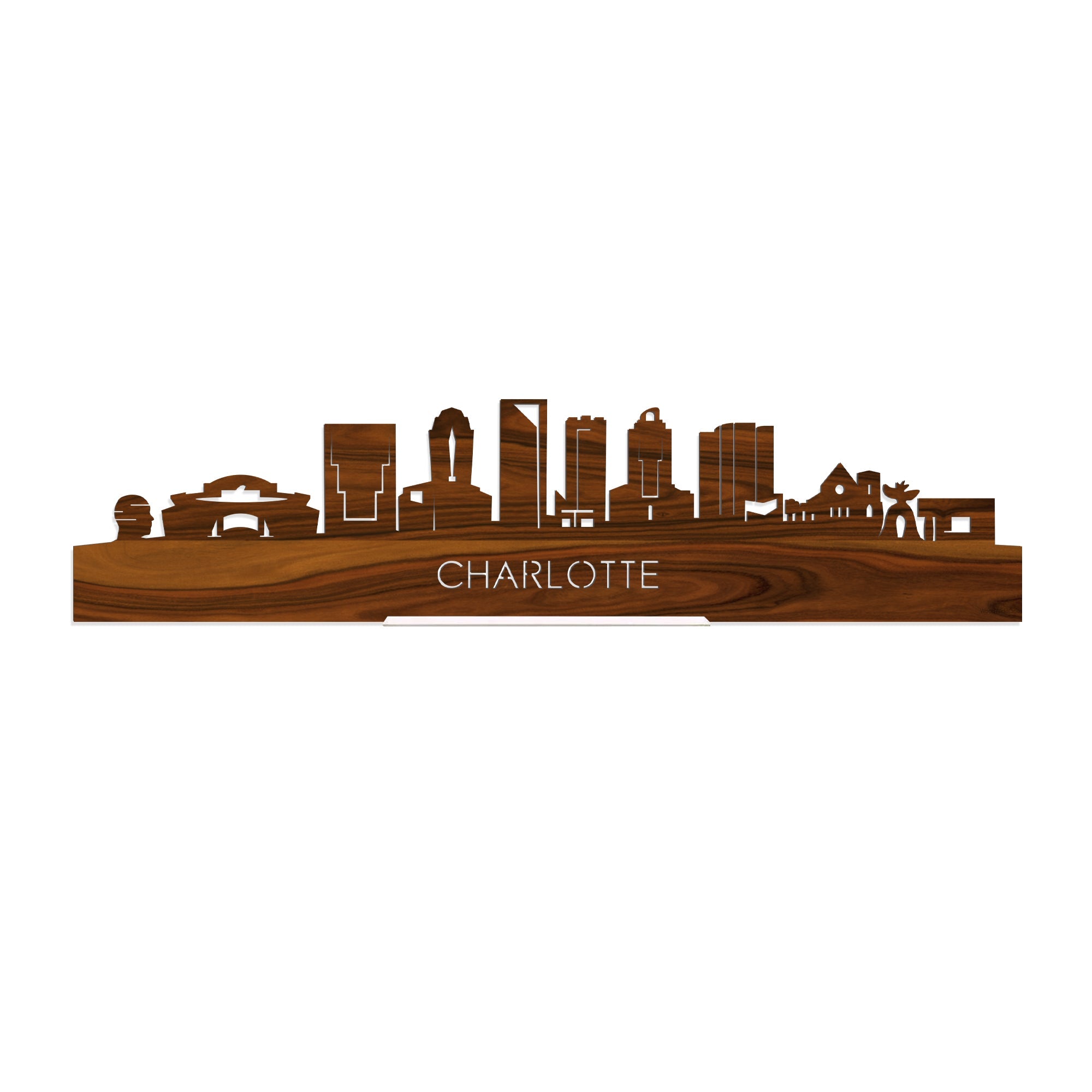 Standing Skyline Charlotte Palissander houten cadeau decoratie relatiegeschenk van WoodWideCities