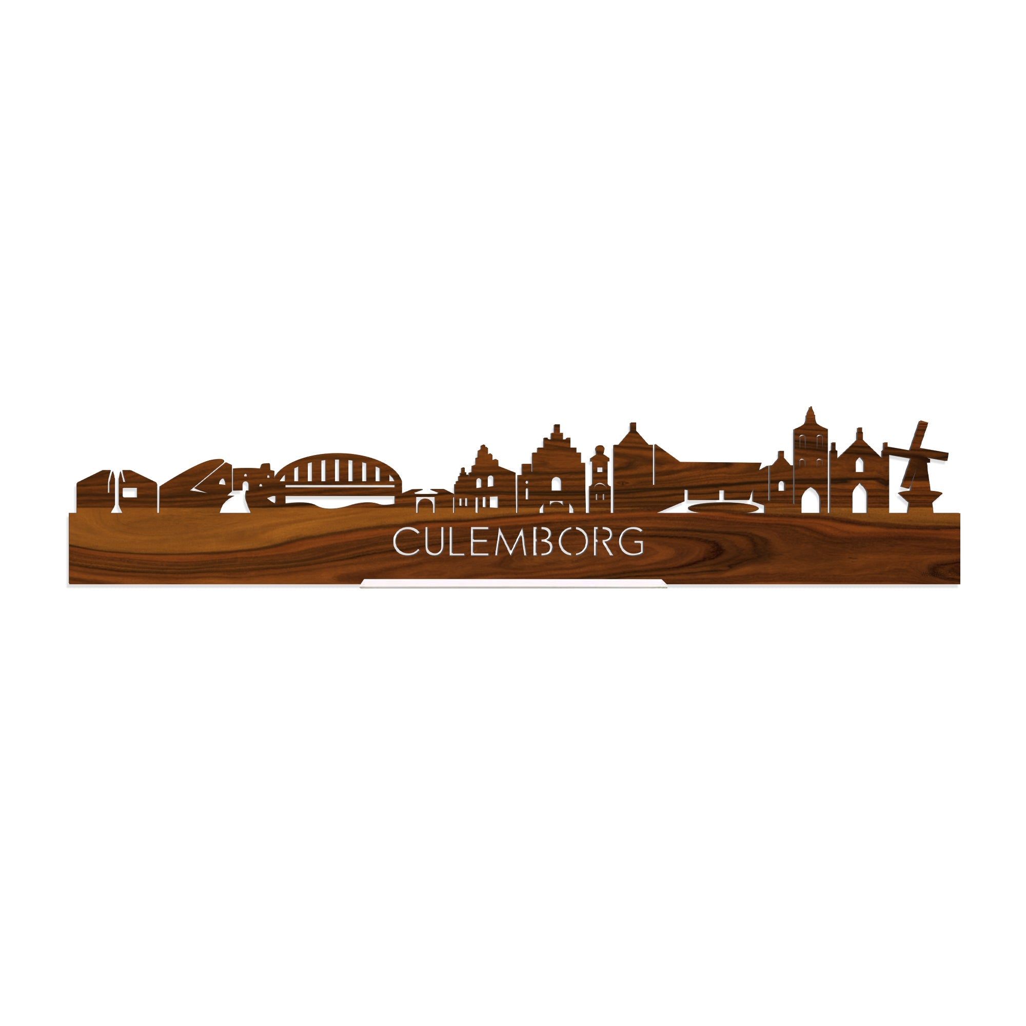 Standing Skyline Culemborg Palissander houten cadeau decoratie relatiegeschenk van WoodWideCities