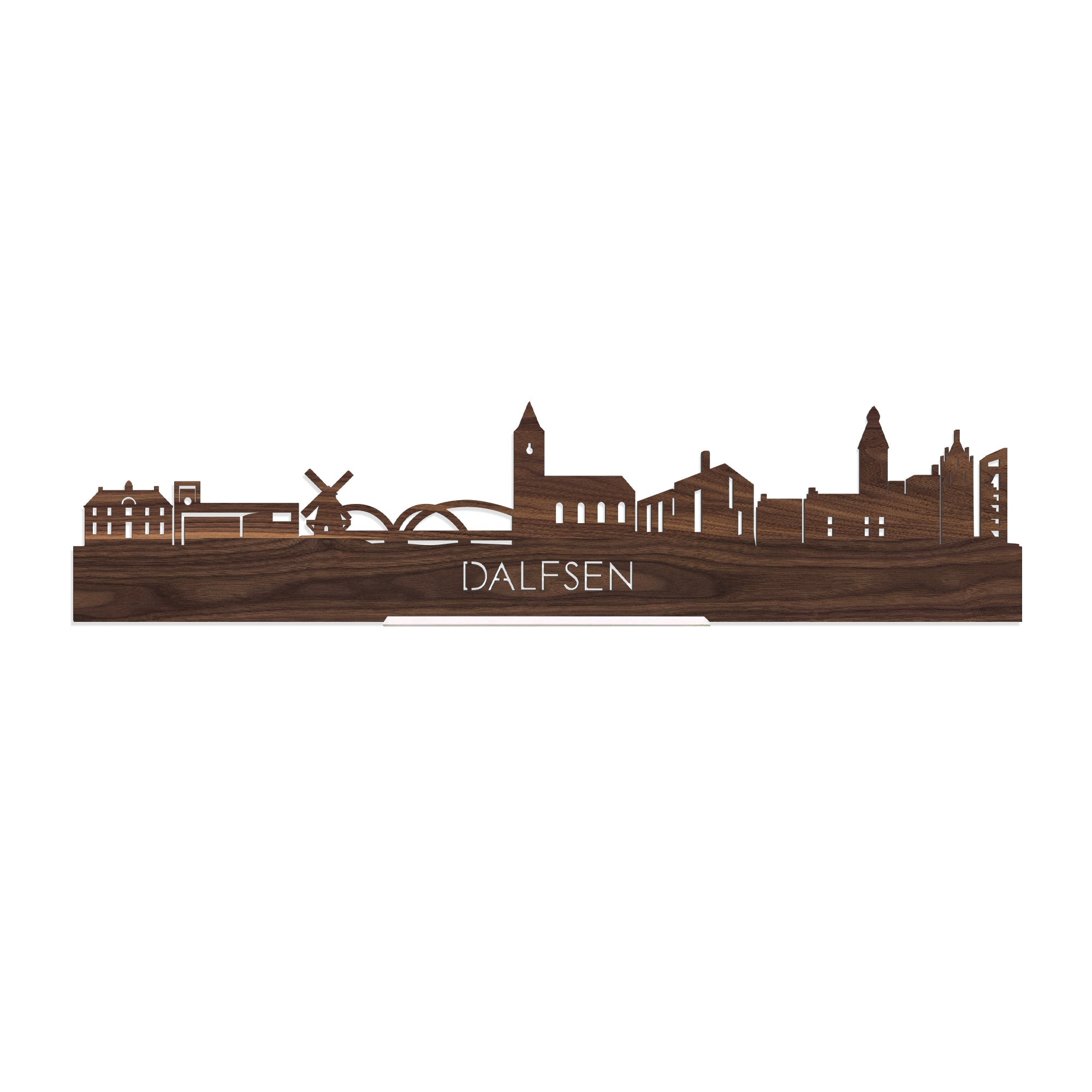 Standing Skyline Dalfsen Noten houten cadeau decoratie relatiegeschenk van WoodWideCities