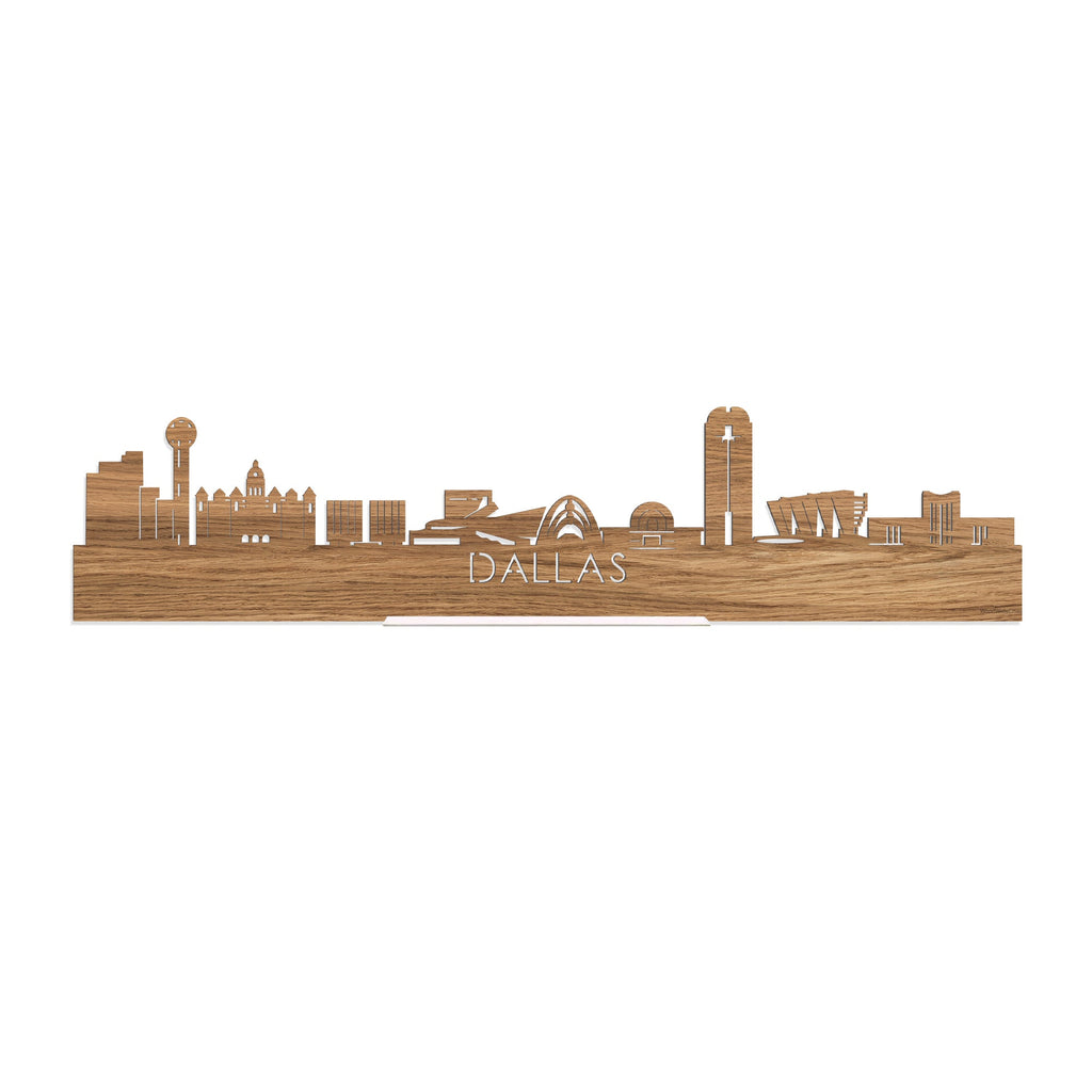 Standing Skyline Dallas Eiken houten cadeau decoratie relatiegeschenk van WoodWideCities