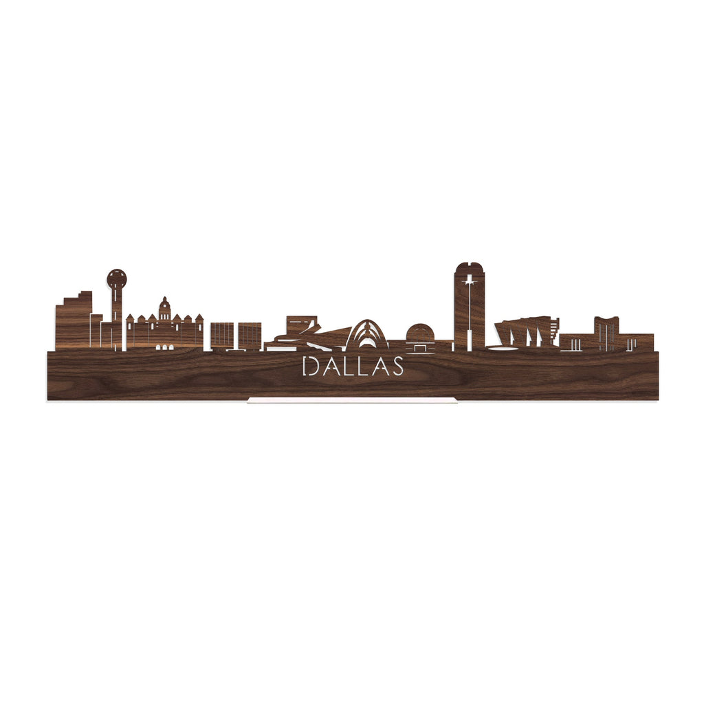 Standing Skyline Dallas Noten houten cadeau decoratie relatiegeschenk van WoodWideCities