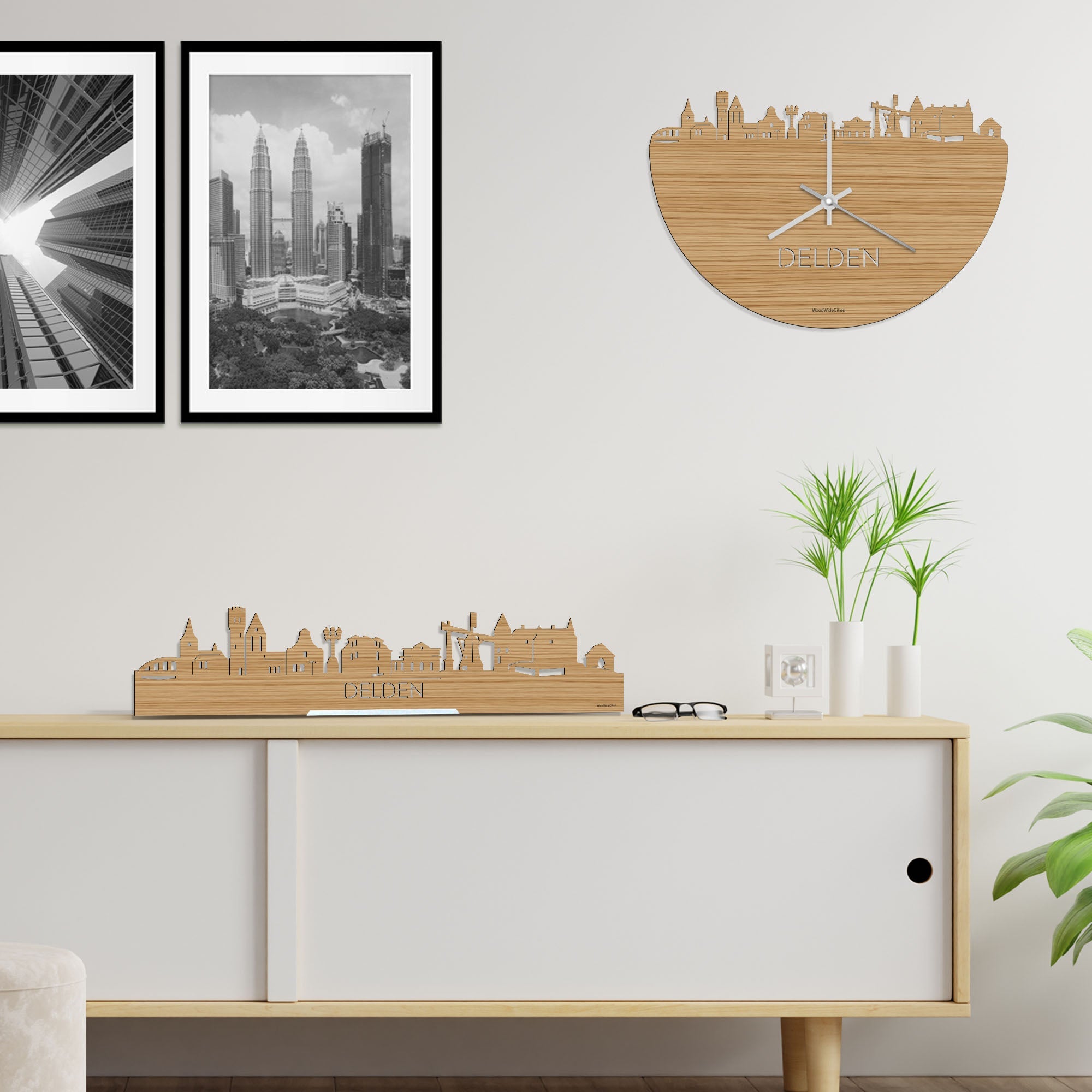 Standing Skyline Delden Bamboe houten cadeau decoratie relatiegeschenk van WoodWideCities