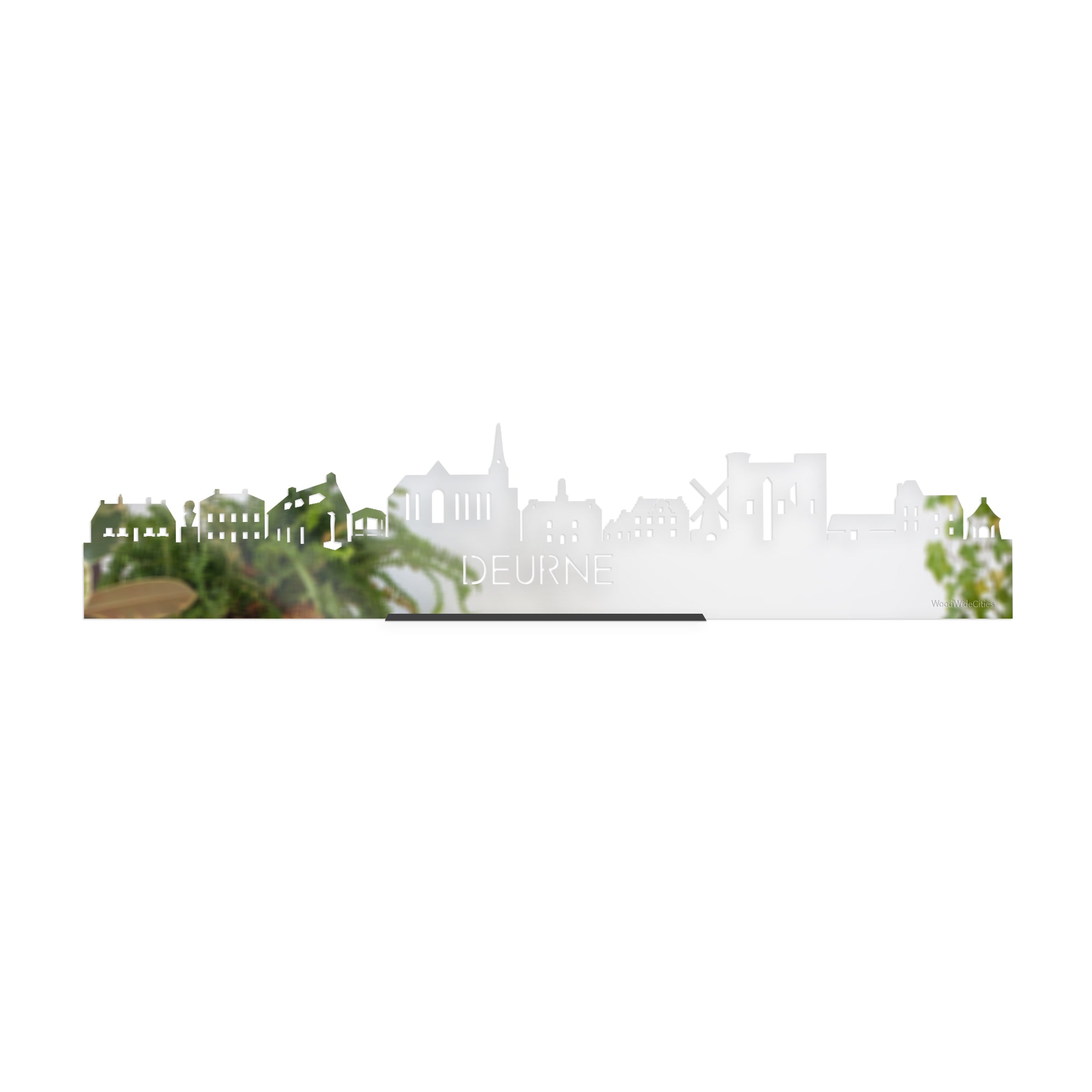 Standing Skyline Deurne Spiegel 40 cm houten cadeau decoratie relatiegeschenk van WoodWideCities