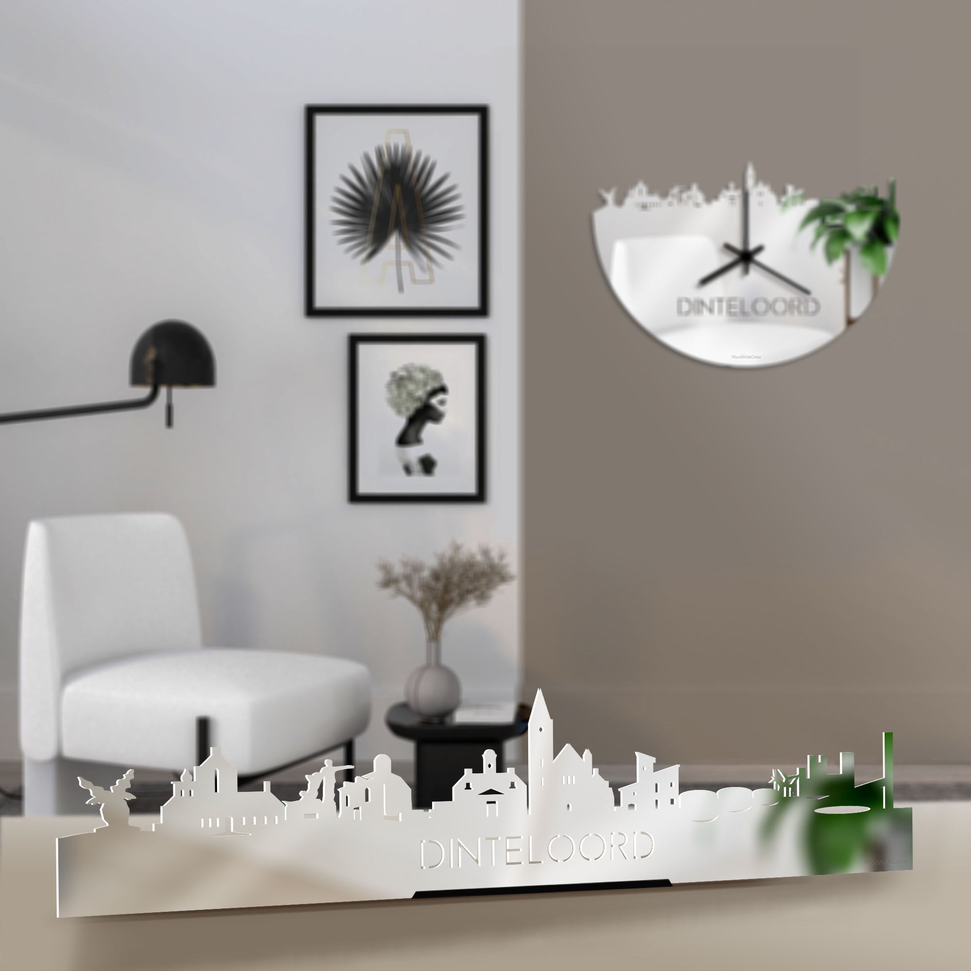 Standing Skyline Dinteloord Spiegel gerecycled kunststof cadeau decoratie relatiegeschenk van WoodWideCities