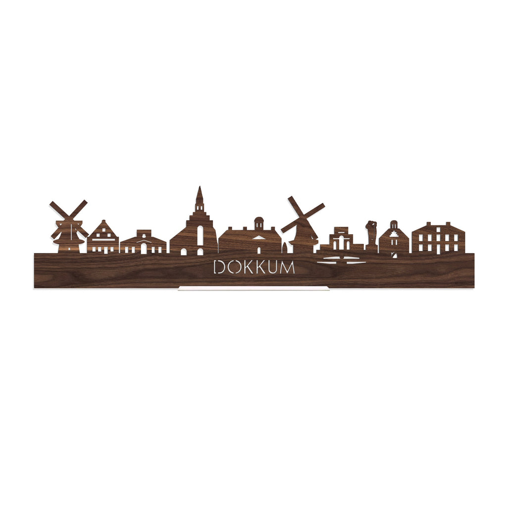 Standing Skyline Dokkum Noten houten cadeau decoratie relatiegeschenk van WoodWideCities