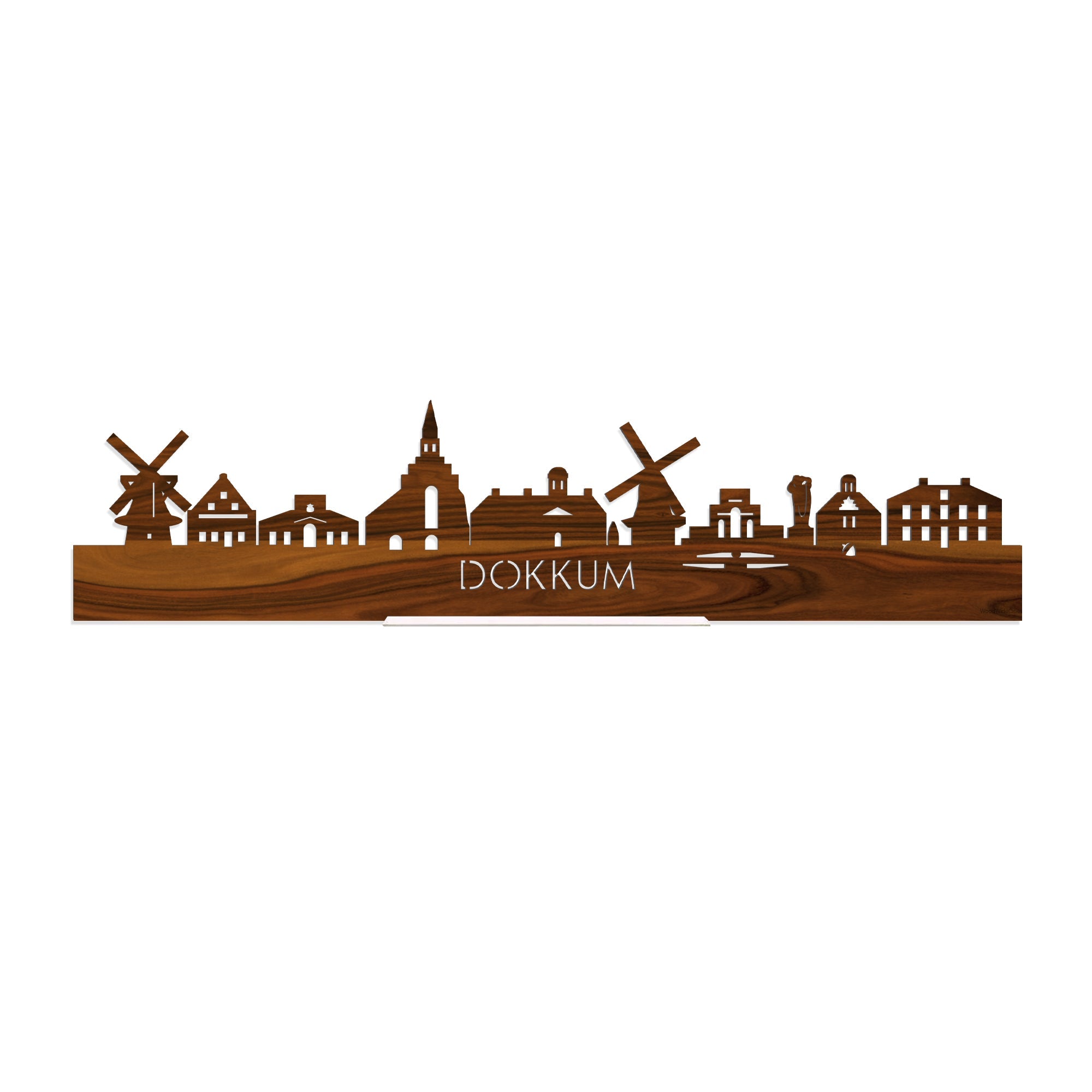 Standing Skyline Dokkum Palissander houten cadeau decoratie relatiegeschenk van WoodWideCities