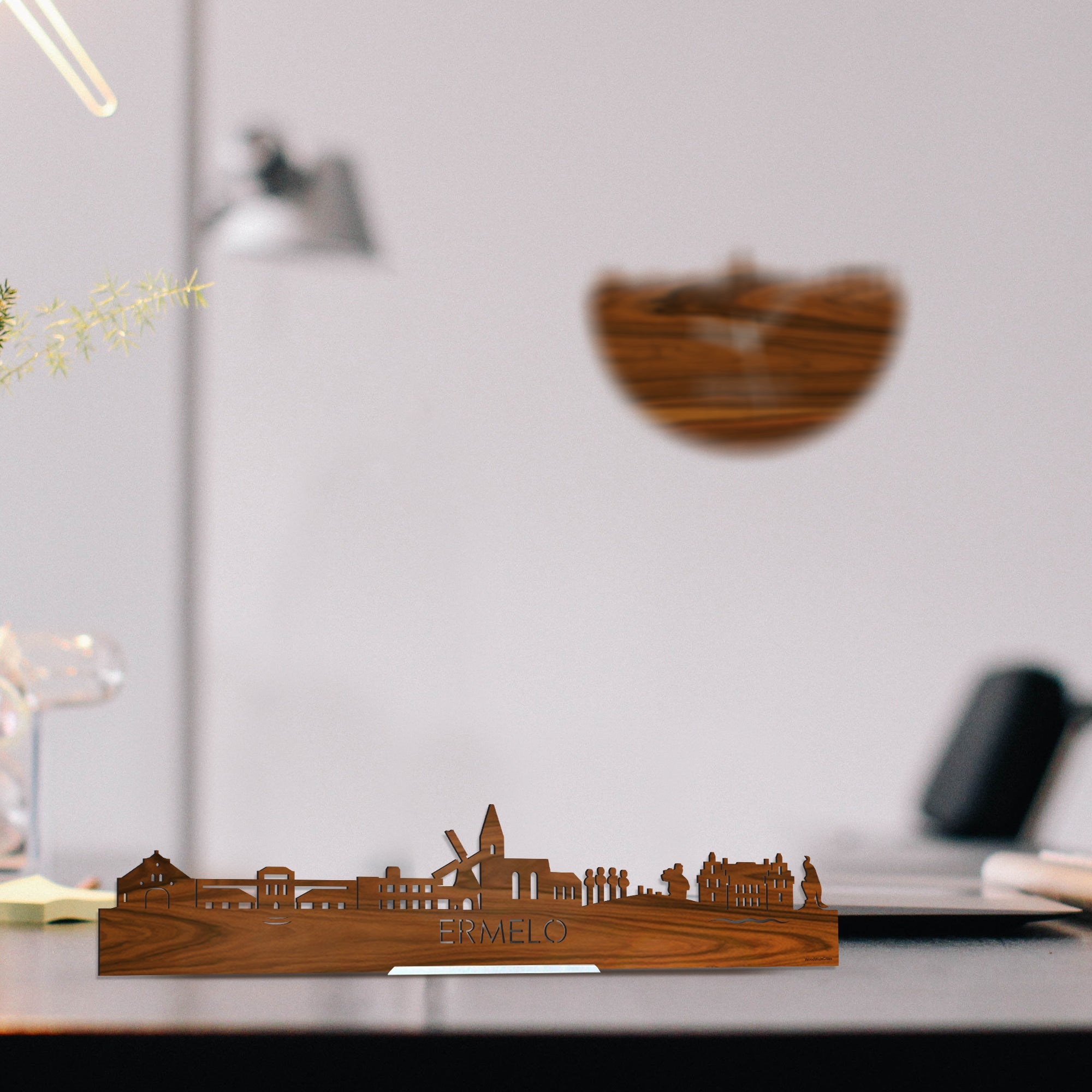 Standing Skyline Ermelo Palissander houten cadeau decoratie relatiegeschenk van WoodWideCities