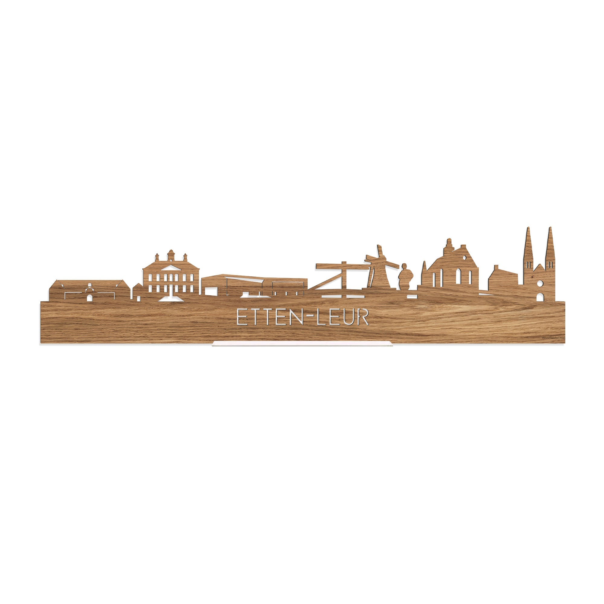 Standing Skyline Etten-Leur Eiken houten cadeau decoratie relatiegeschenk van WoodWideCities