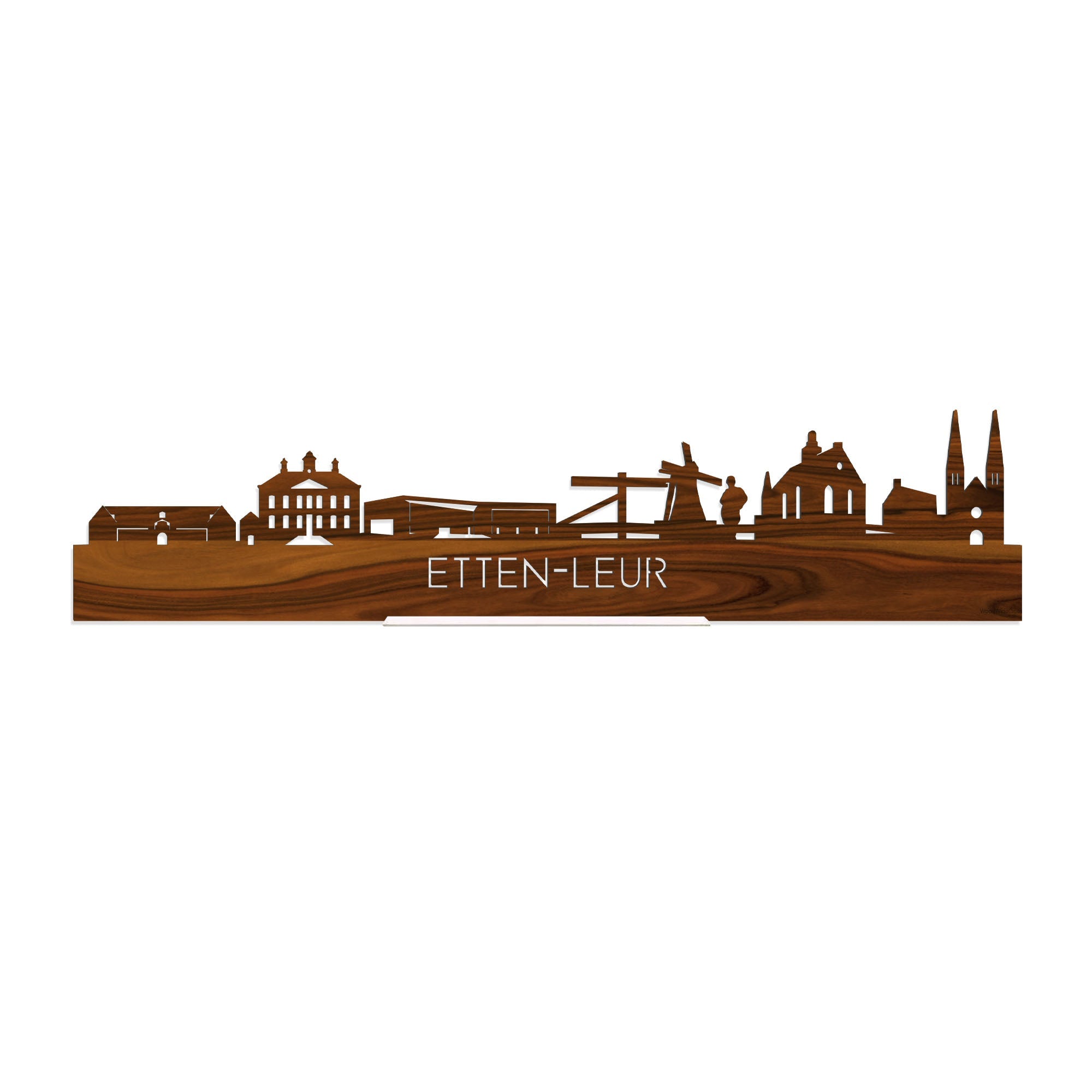 Standing Skyline Etten-Leur Palissander houten cadeau decoratie relatiegeschenk van WoodWideCities