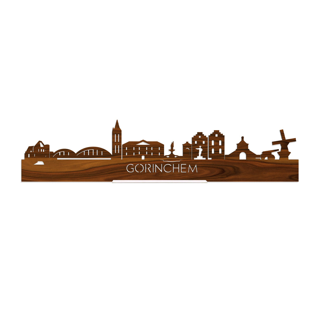 Standing Skyline Gorinchem Palissander houten cadeau decoratie relatiegeschenk van WoodWideCities