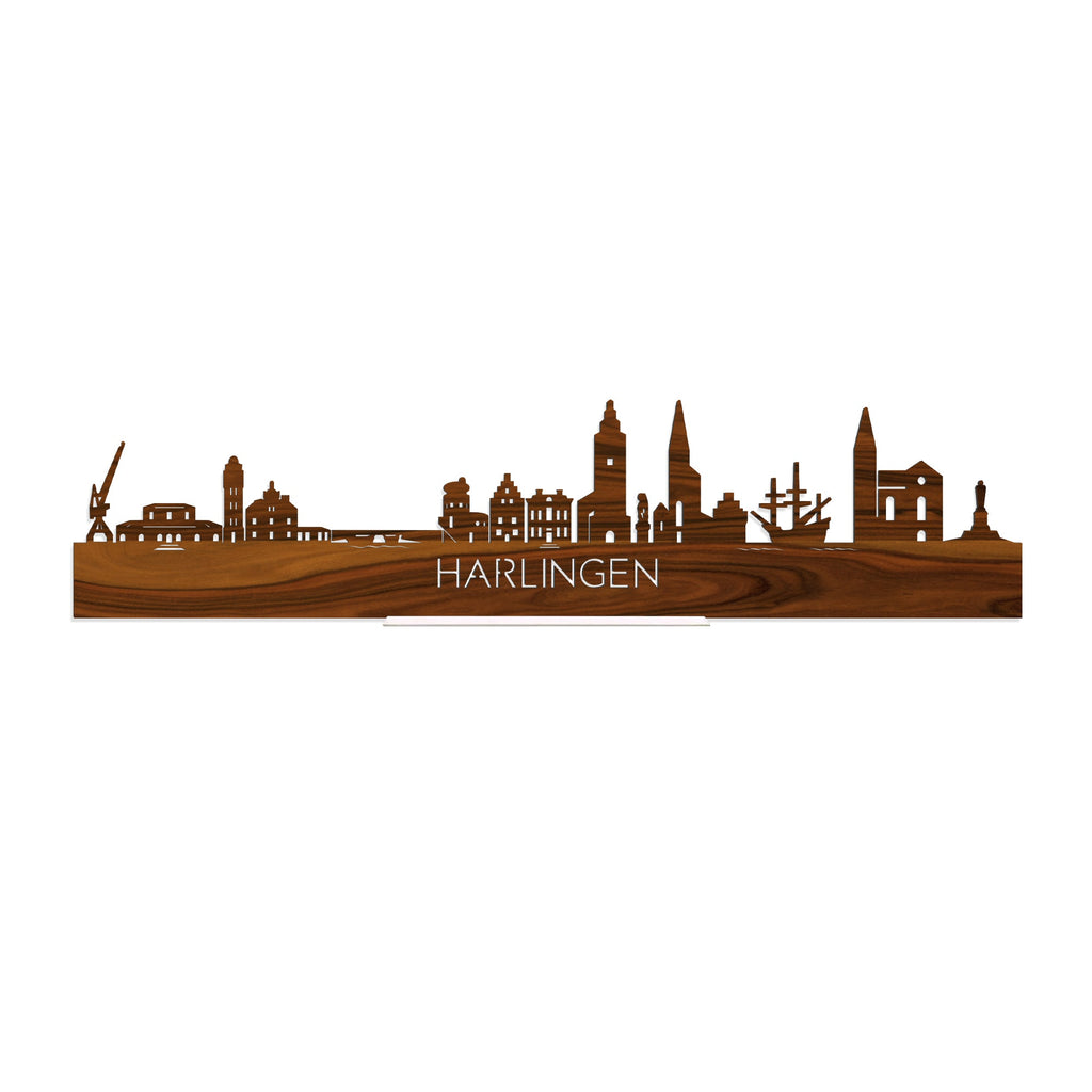 Standing Skyline Harlingen Palissander houten cadeau decoratie relatiegeschenk van WoodWideCities