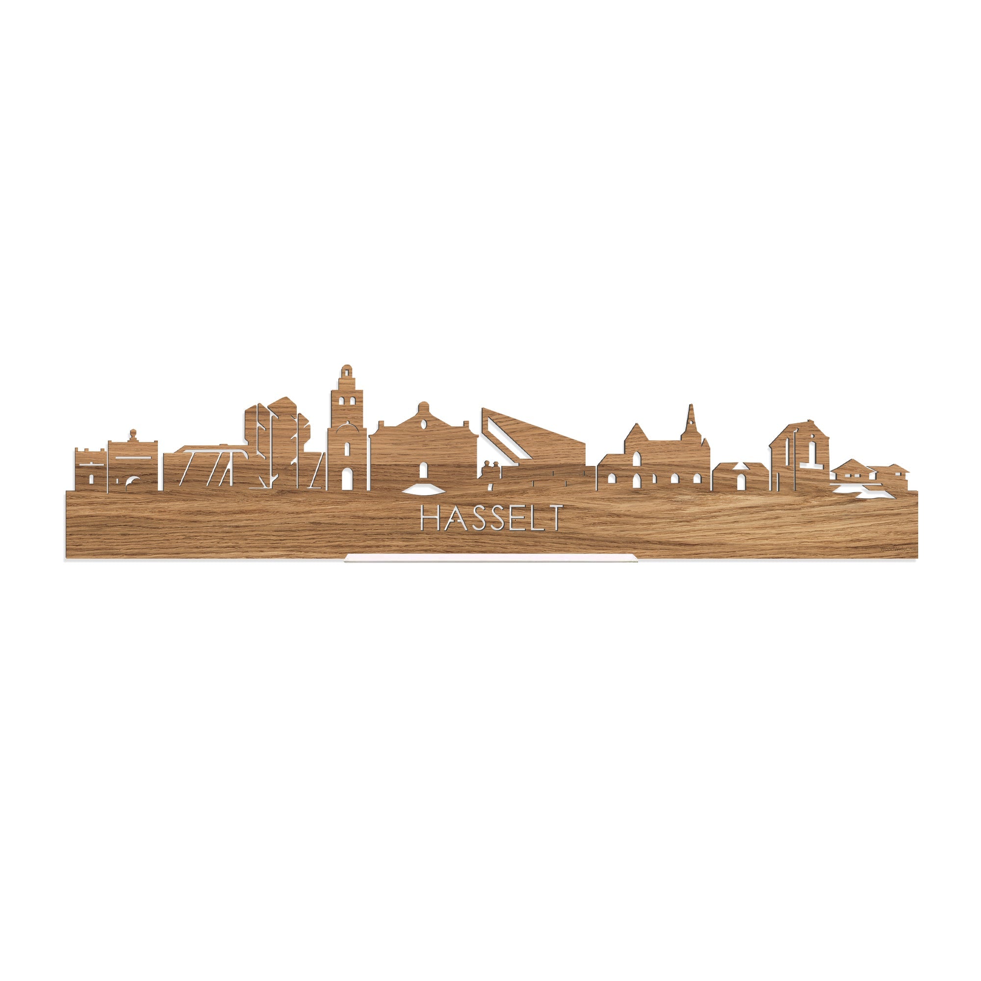 Standing Skyline Hasselt Eiken houten cadeau decoratie relatiegeschenk van WoodWideCities