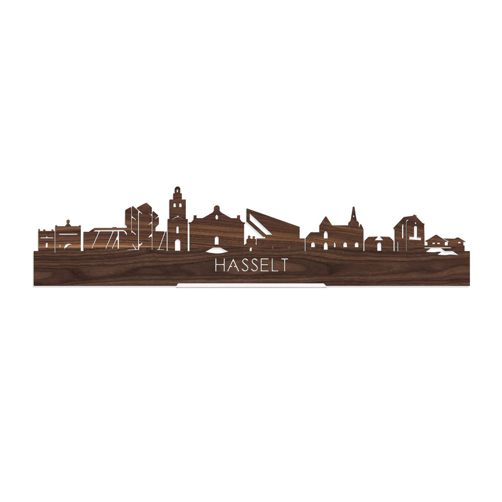 Standing Skyline Hasselt Noten houten cadeau decoratie relatiegeschenk van WoodWideCities