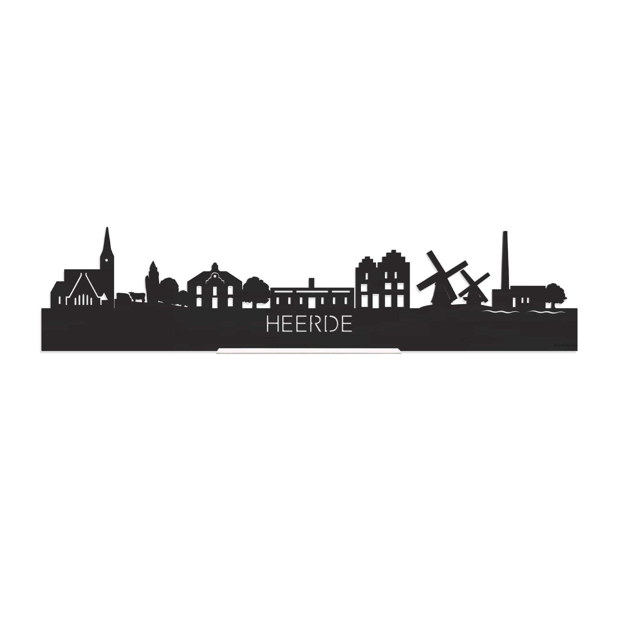 Standing Skyline Heerde Zwart houten cadeau decoratie relatiegeschenk van WoodWideCities