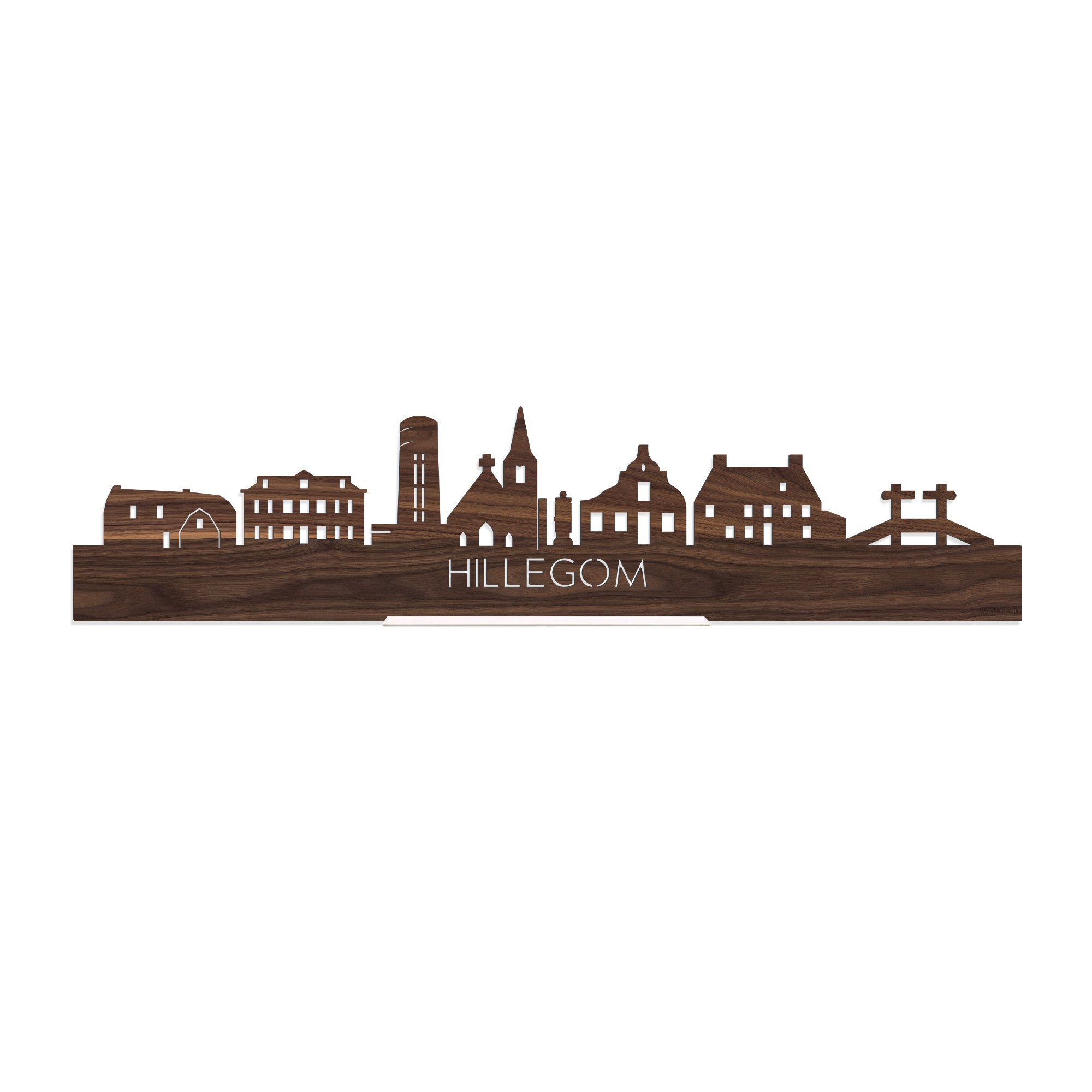 Standing Skyline Hillegom Noten houten cadeau decoratie relatiegeschenk van WoodWideCities