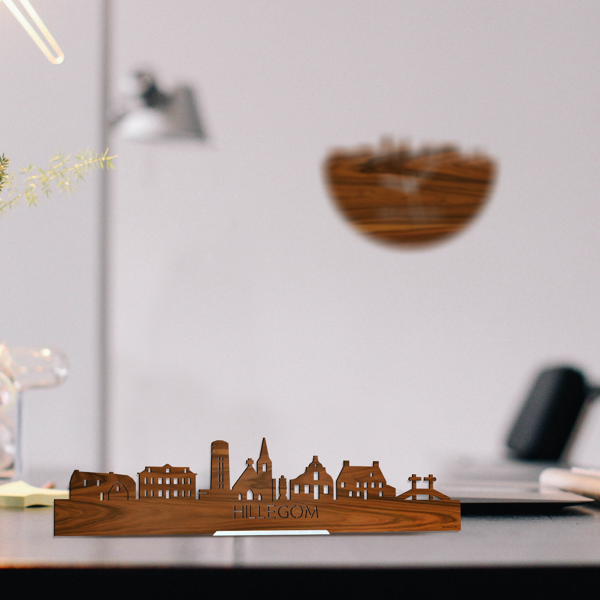 Standing Skyline Hillegom Palissander houten cadeau decoratie relatiegeschenk van WoodWideCities