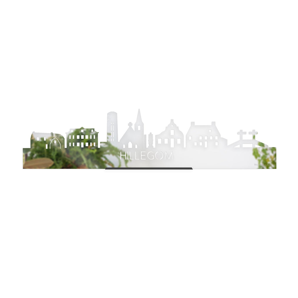 Standing Skyline Hillegom Spiegel 40 cm houten cadeau decoratie relatiegeschenk van WoodWideCities