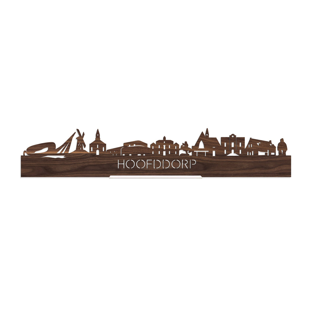 Standing Skyline Hoofddorp Noten houten cadeau decoratie relatiegeschenk van WoodWideCities