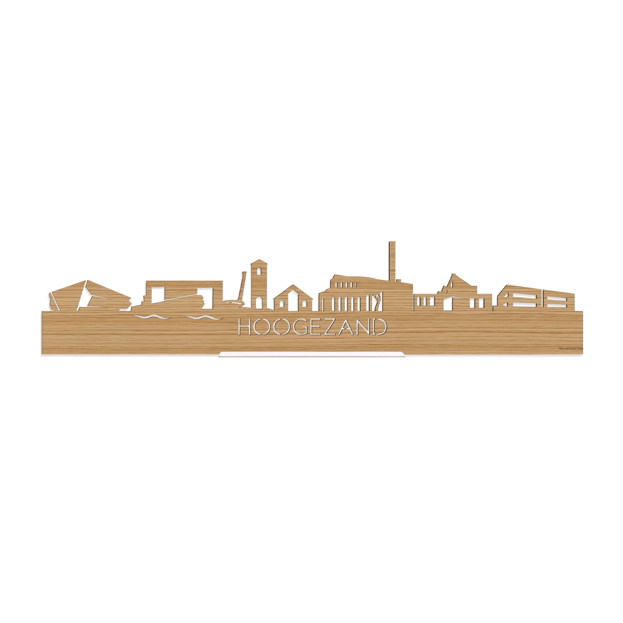 Standing Skyline Hoogezand Bamboe houten cadeau decoratie relatiegeschenk van WoodWideCities