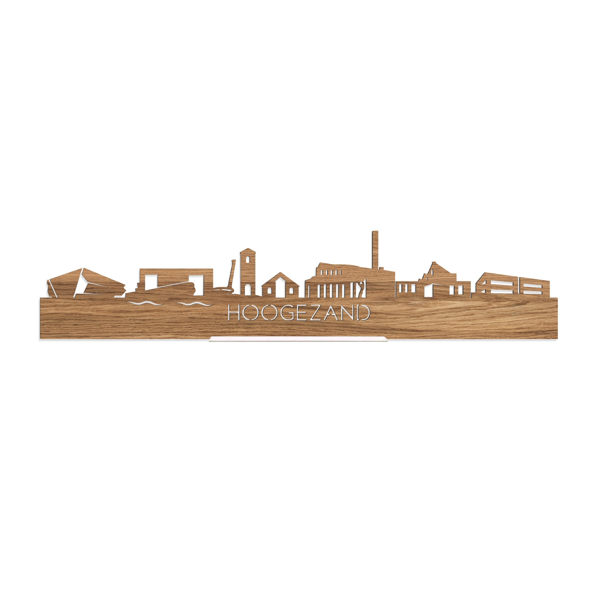 Standing Skyline Hoogezand Eiken houten cadeau decoratie relatiegeschenk van WoodWideCities