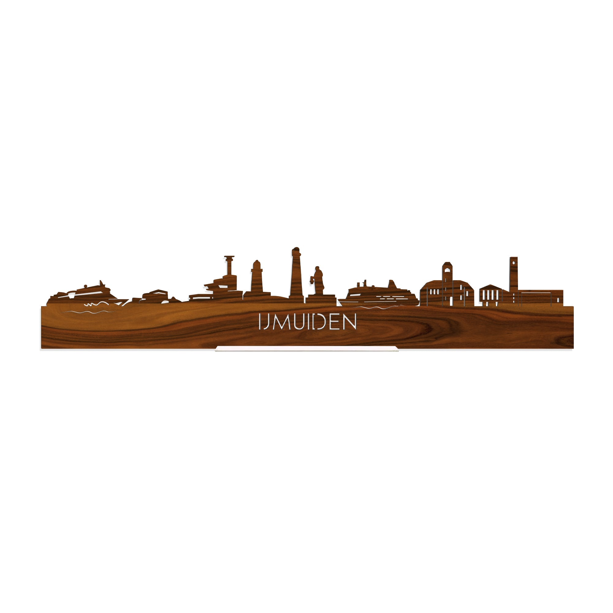 Standing Skyline IJmuiden Palissander houten cadeau decoratie relatiegeschenk van WoodWideCities