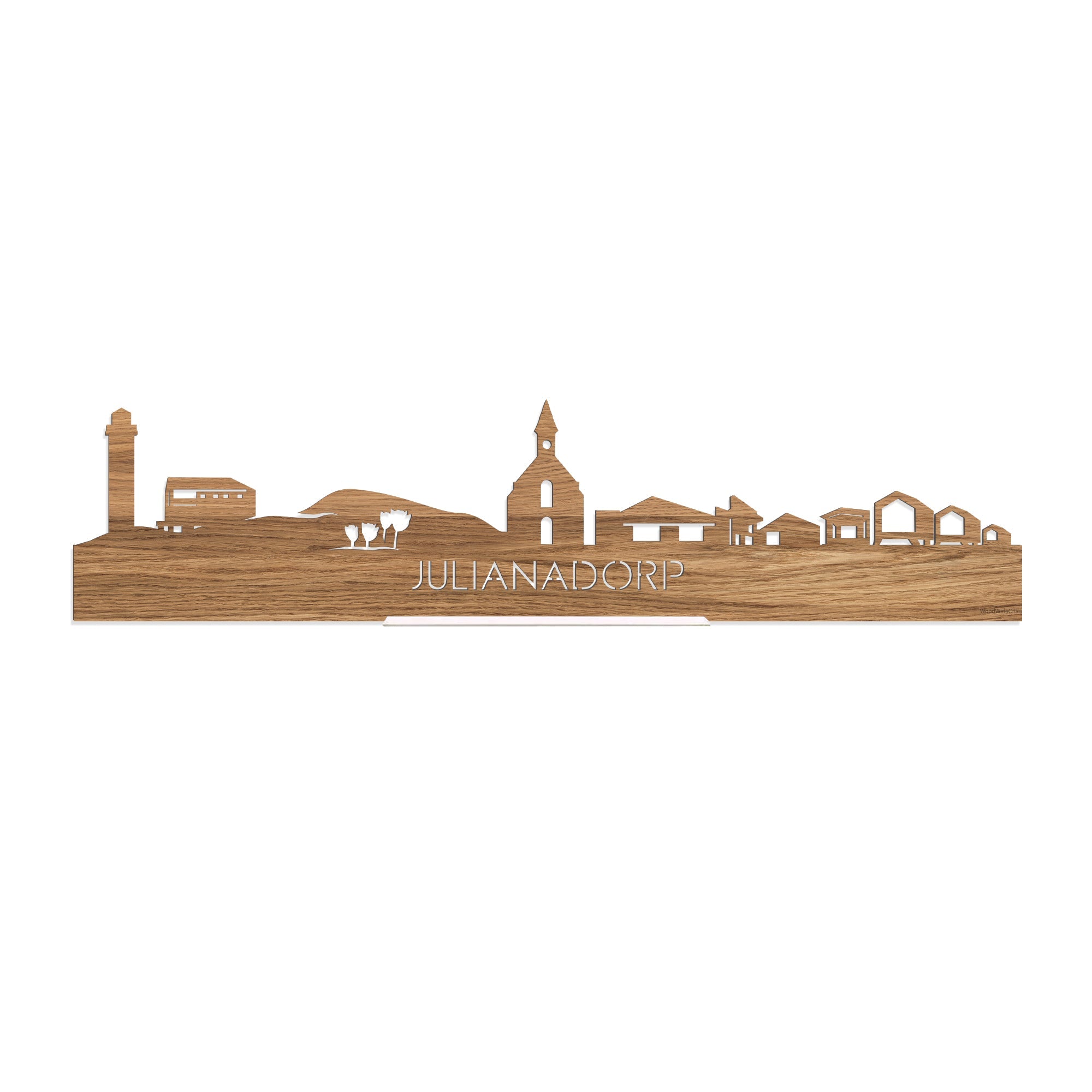 Standing Skyline Julianadorp Eiken houten cadeau decoratie relatiegeschenk van WoodWideCities