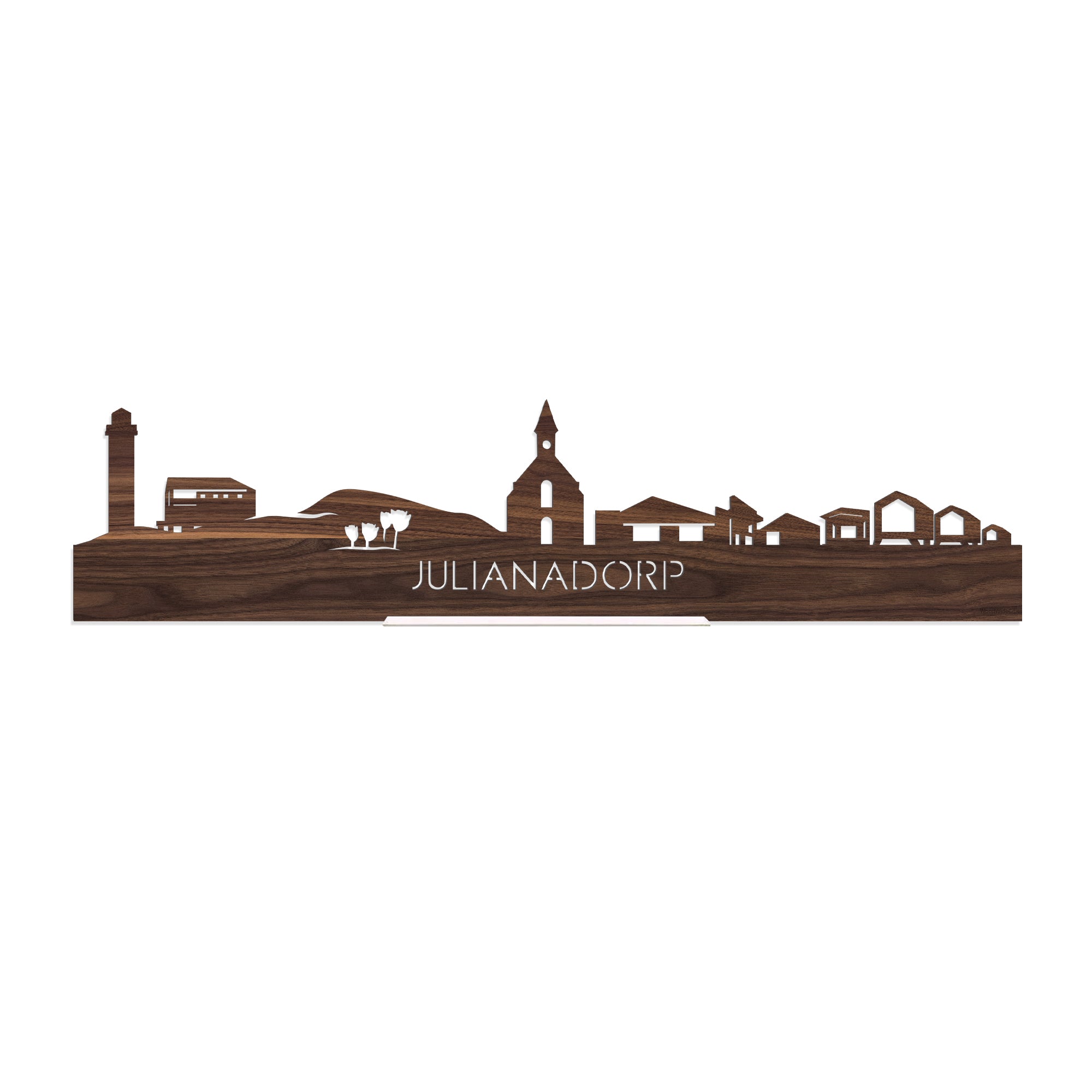 Standing Skyline Julianadorp Noten houten cadeau decoratie relatiegeschenk van WoodWideCities