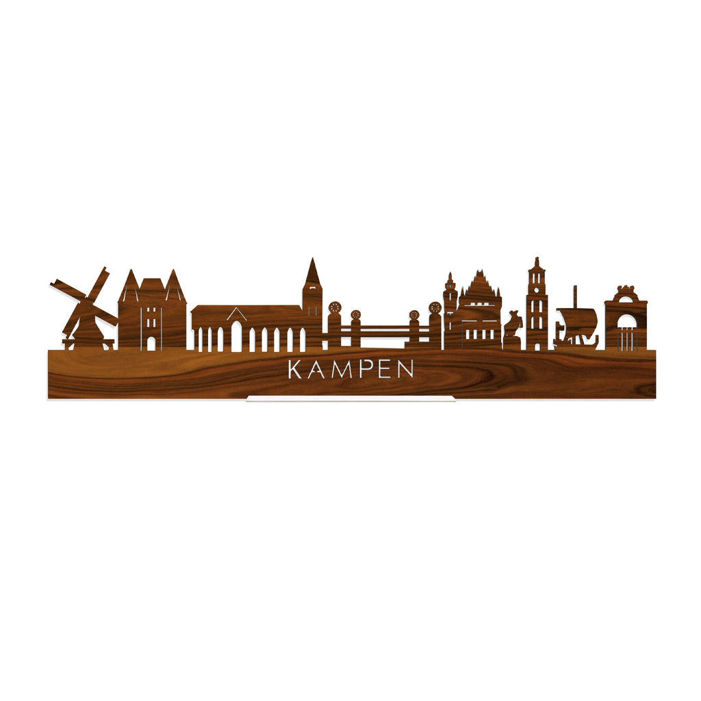 Standing Skyline Kampen Palissander houten cadeau decoratie relatiegeschenk van WoodWideCities