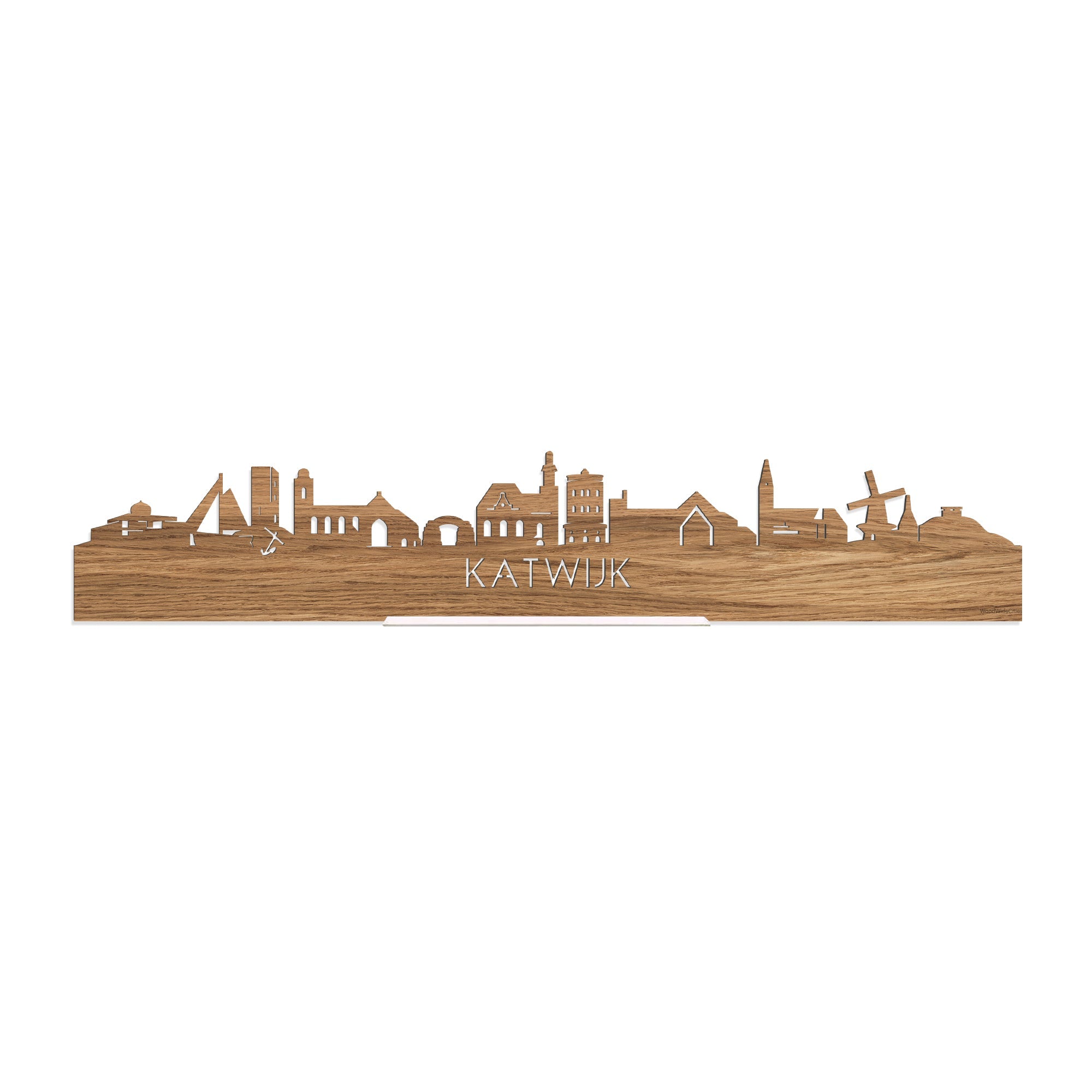 Standing Skyline Katwijk Eiken houten cadeau decoratie relatiegeschenk van WoodWideCities