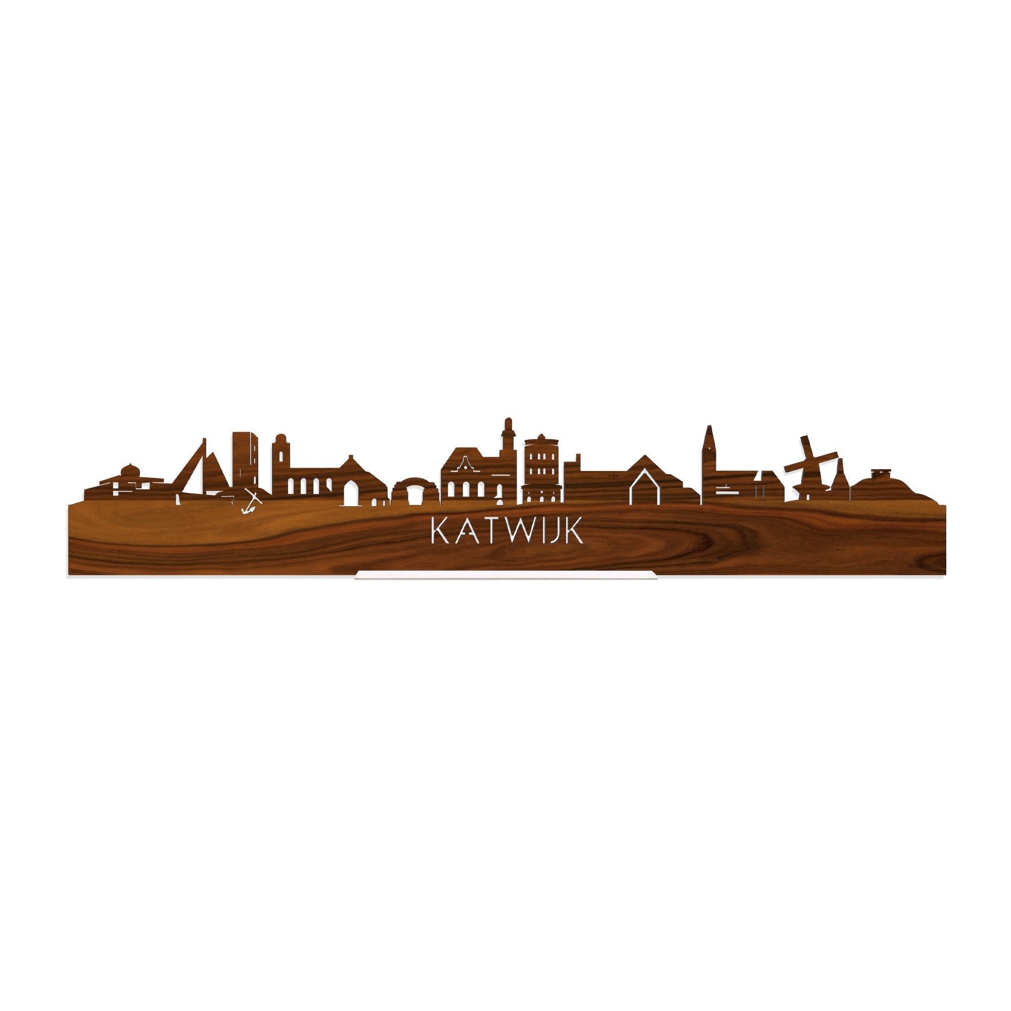 Standing Skyline Katwijk Palissander houten cadeau decoratie relatiegeschenk van WoodWideCities