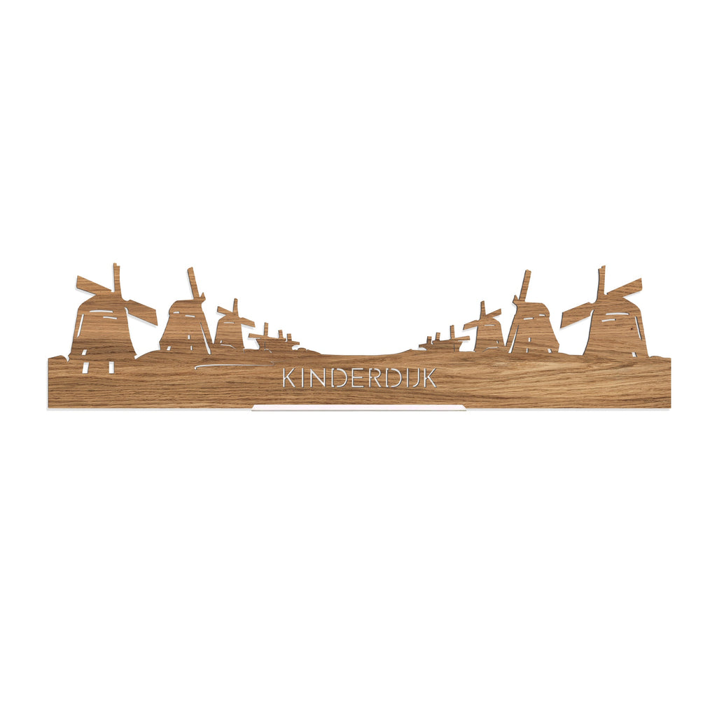 Standing Skyline Kinderdijk Eiken houten cadeau decoratie relatiegeschenk van WoodWideCities