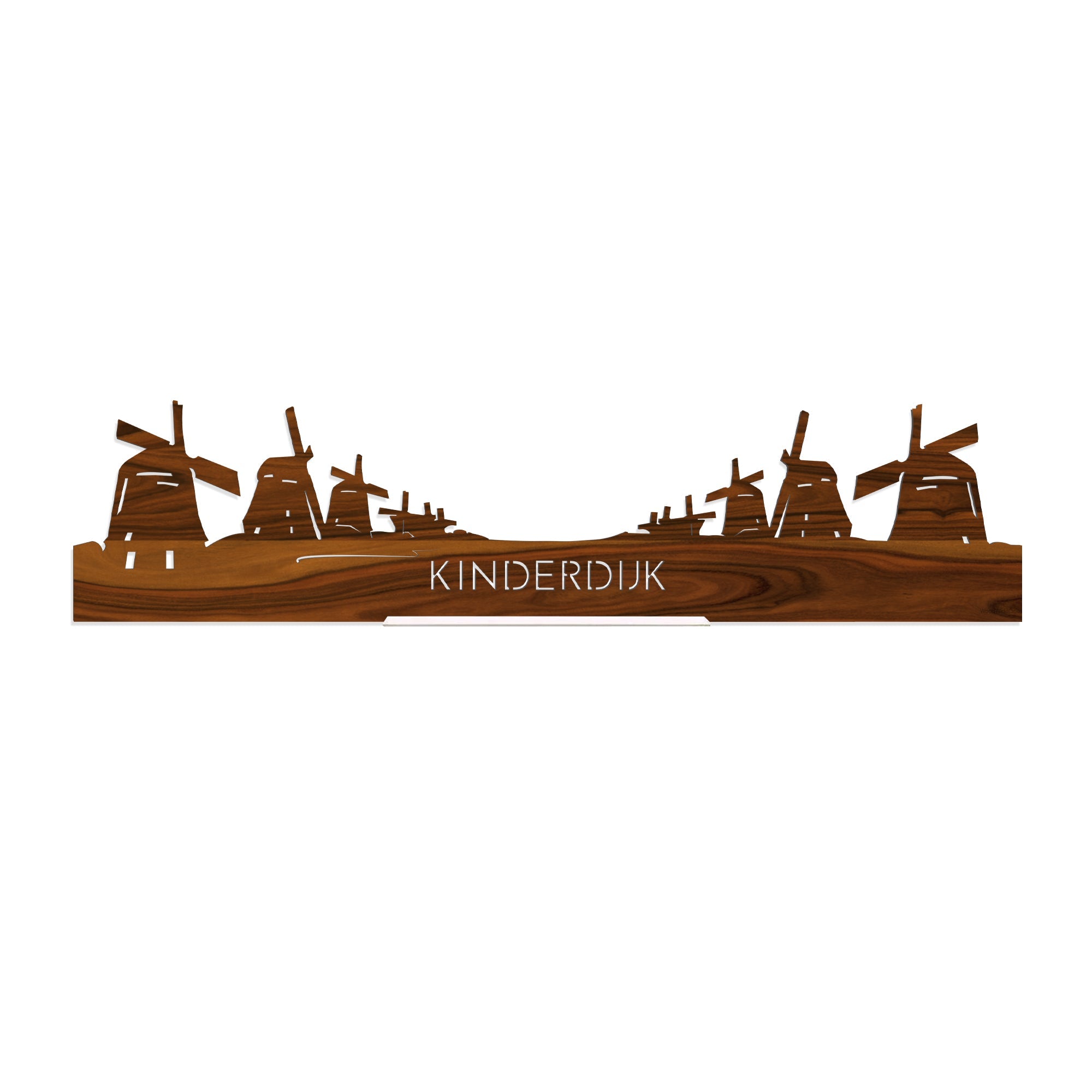 Standing Skyline Kinderdijk Palissander houten cadeau decoratie relatiegeschenk van WoodWideCities