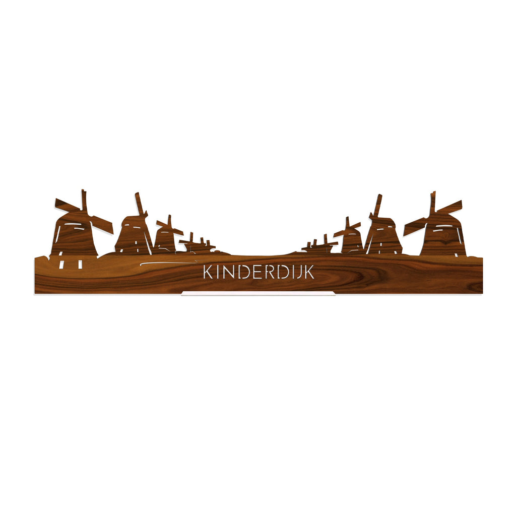 Standing Skyline Kinderdijk Palissander houten cadeau decoratie relatiegeschenk van WoodWideCities