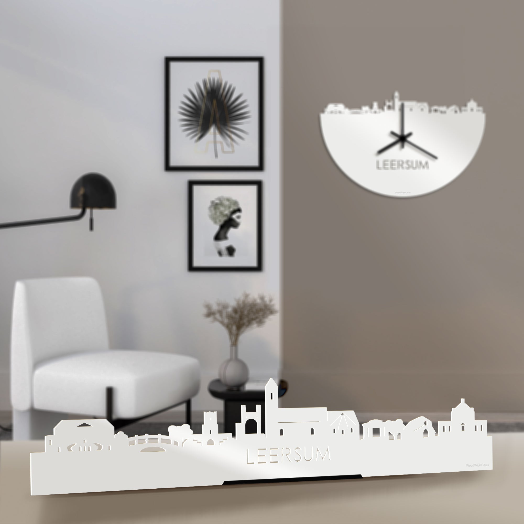 Standing Skyline Leersum Wit glanzend gerecycled kunststof cadeau decoratie relatiegeschenk van WoodWideCities