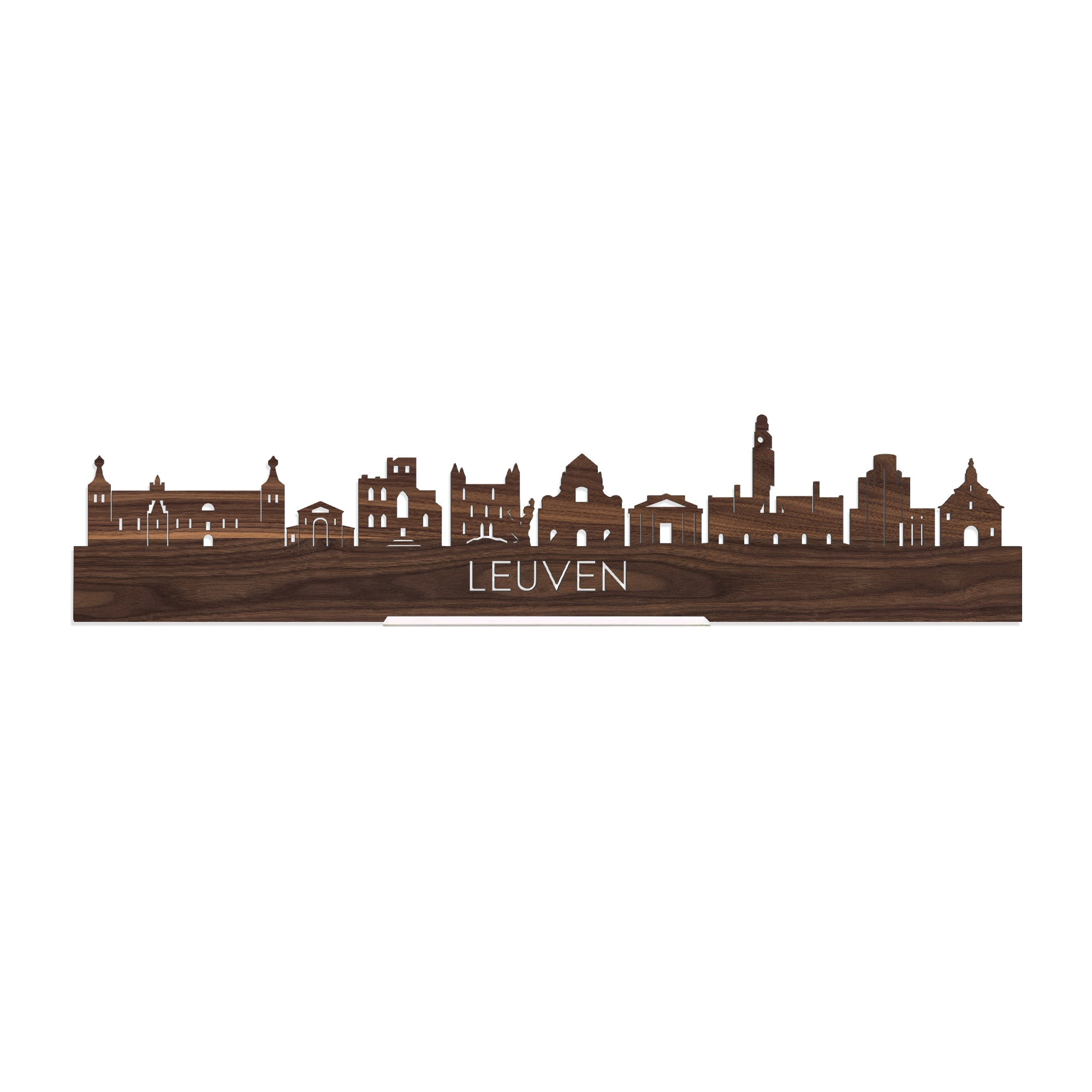 Standing Skyline Leuven Noten houten cadeau decoratie relatiegeschenk van WoodWideCities