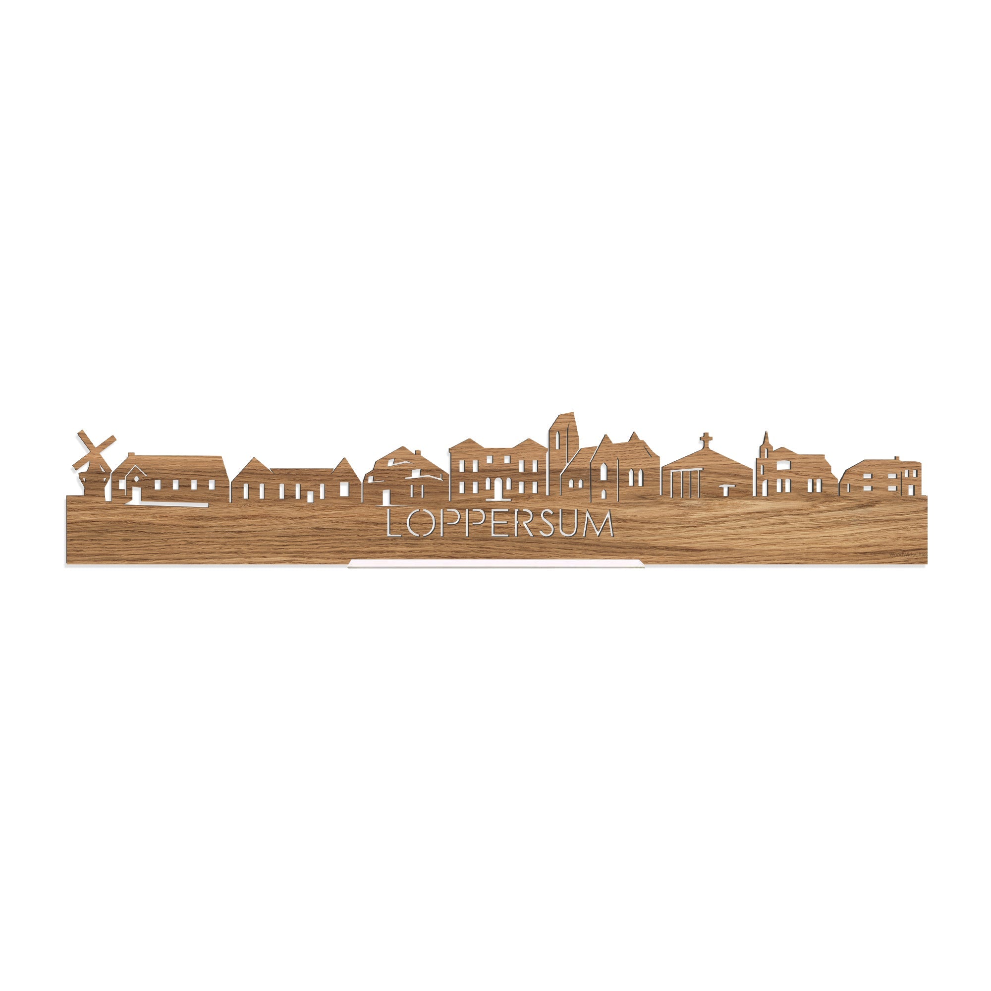 Standing Skyline Loppersum Eiken houten cadeau decoratie relatiegeschenk van WoodWideCities