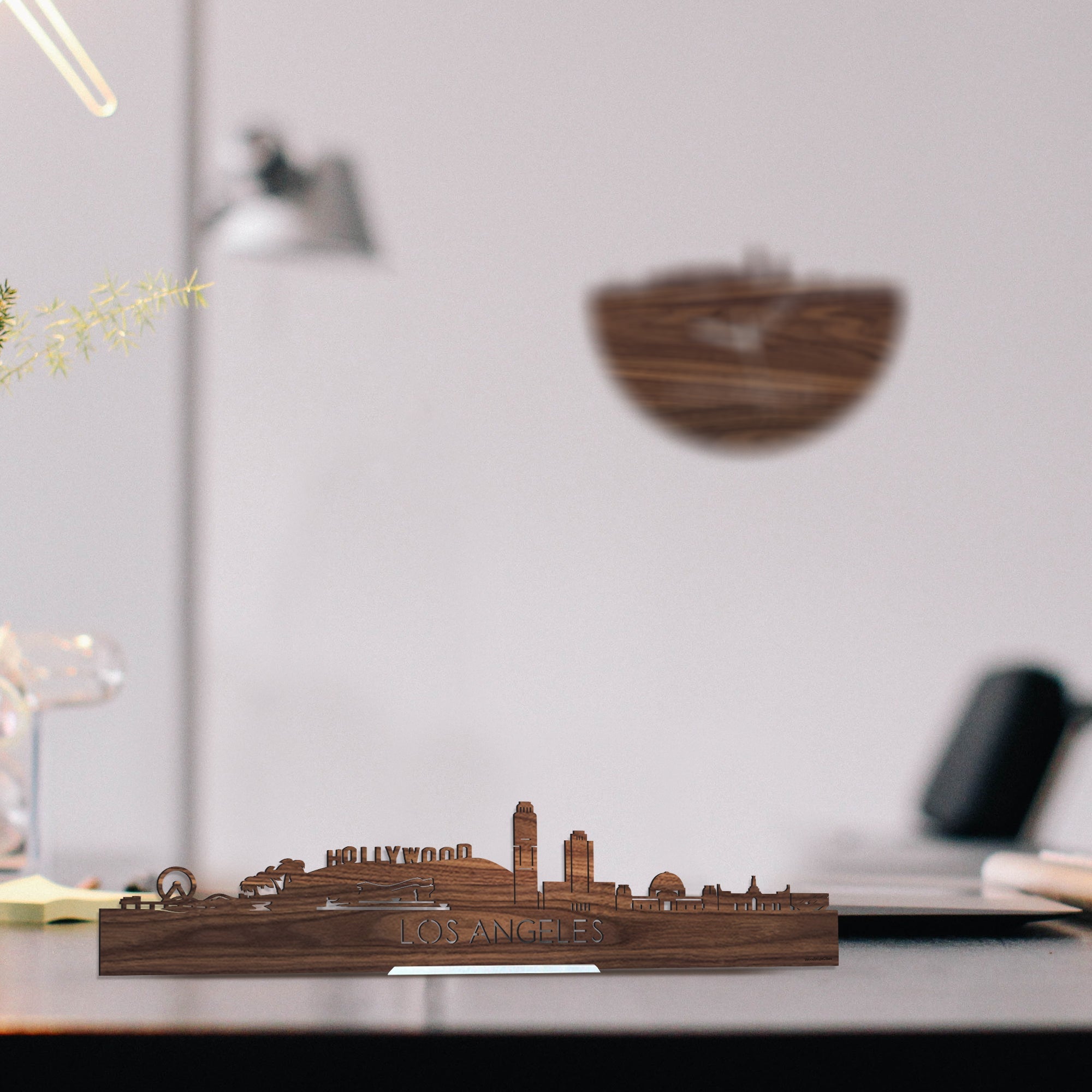 Standing Skyline Los-angeles Noten houten cadeau decoratie relatiegeschenk van WoodWideCities