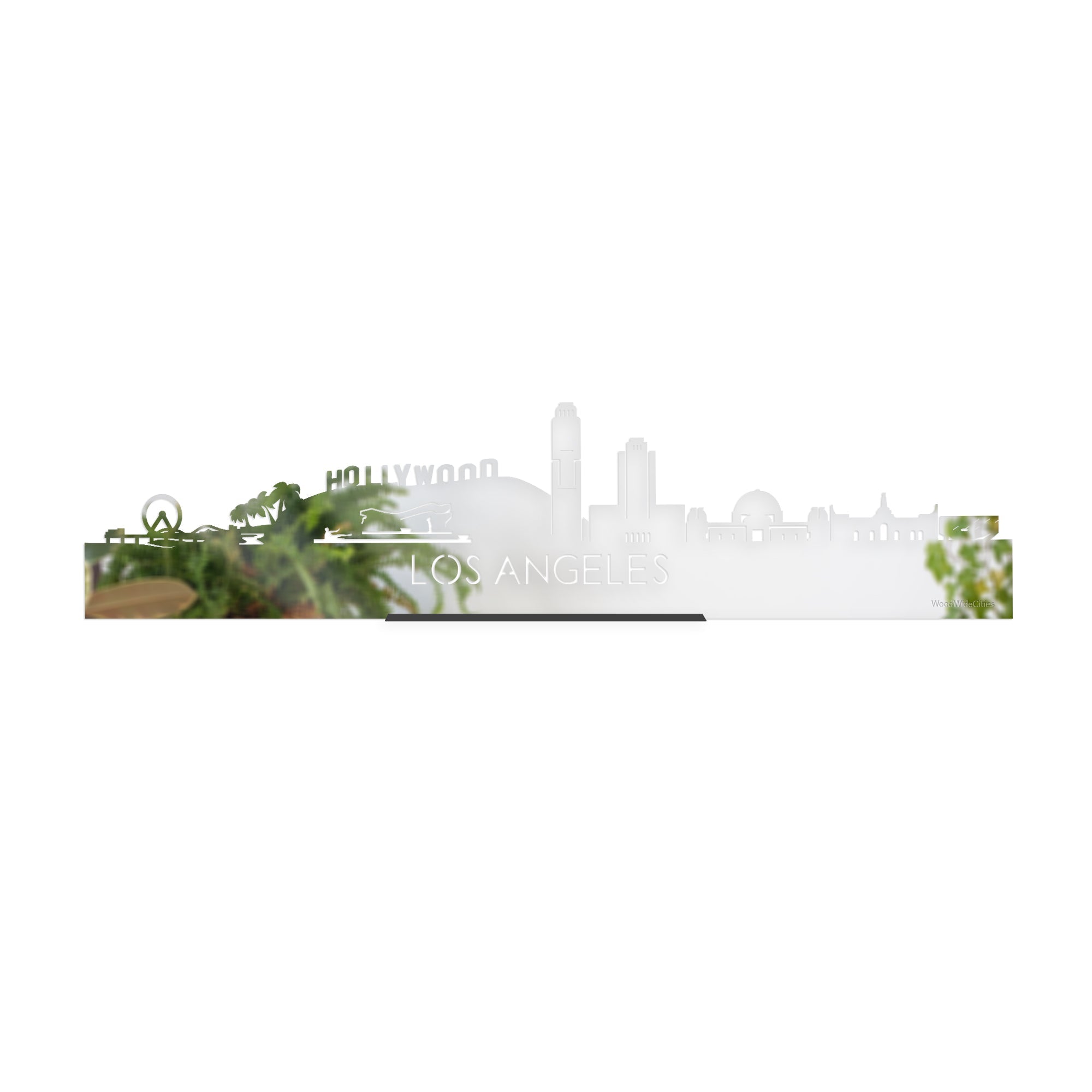 Standing Skyline Los-angeles Spiegel 40 cm houten cadeau decoratie relatiegeschenk van WoodWideCities