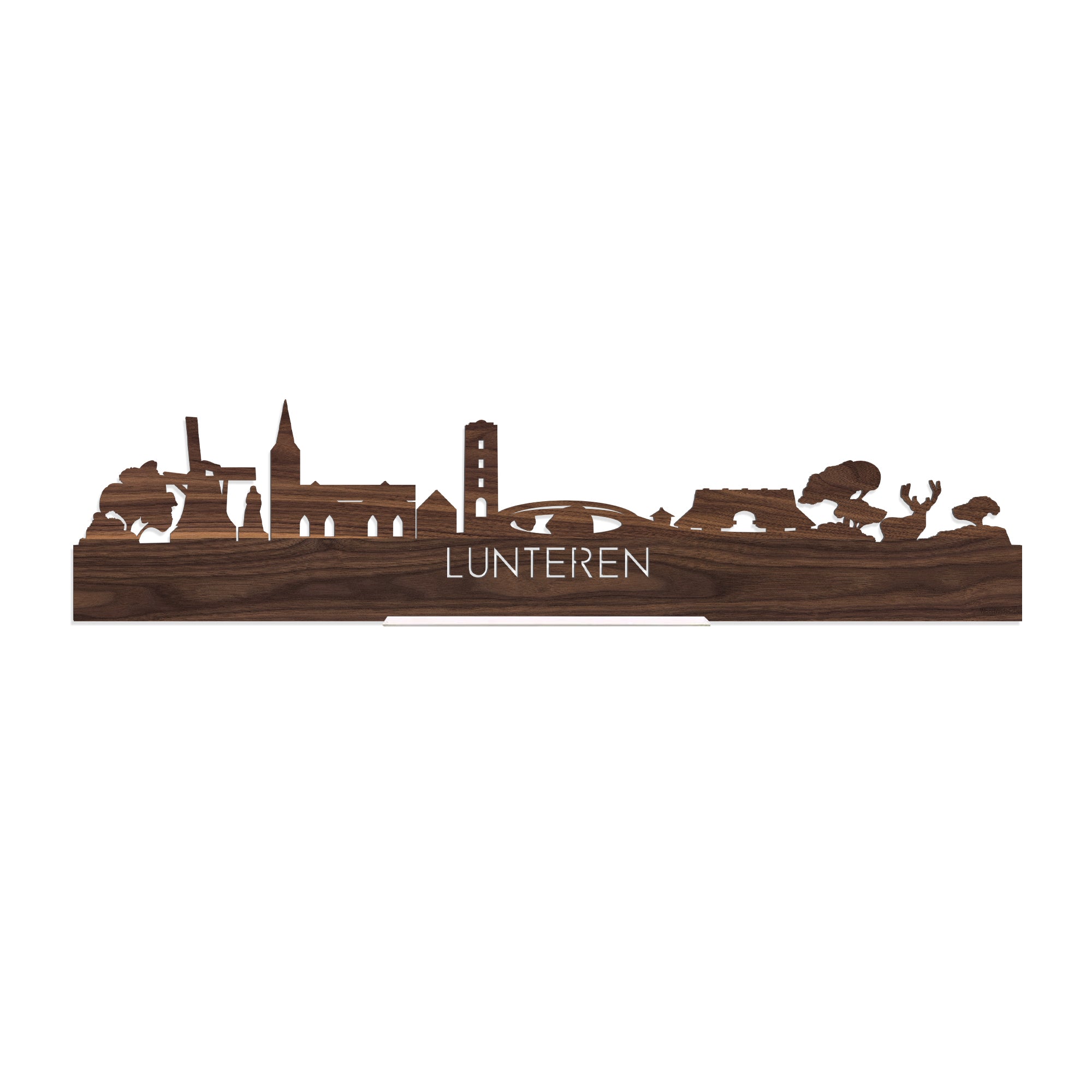 Standing Skyline Lunteren Noten houten cadeau decoratie relatiegeschenk van WoodWideCities