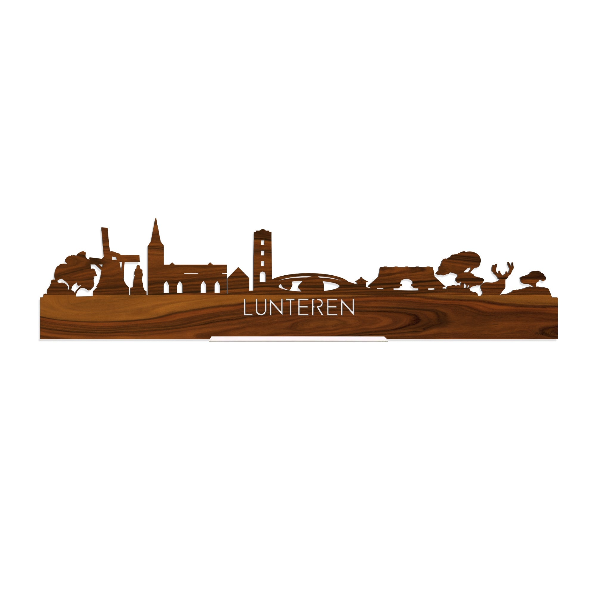 Standing Skyline Lunteren Palissander houten cadeau decoratie relatiegeschenk van WoodWideCities