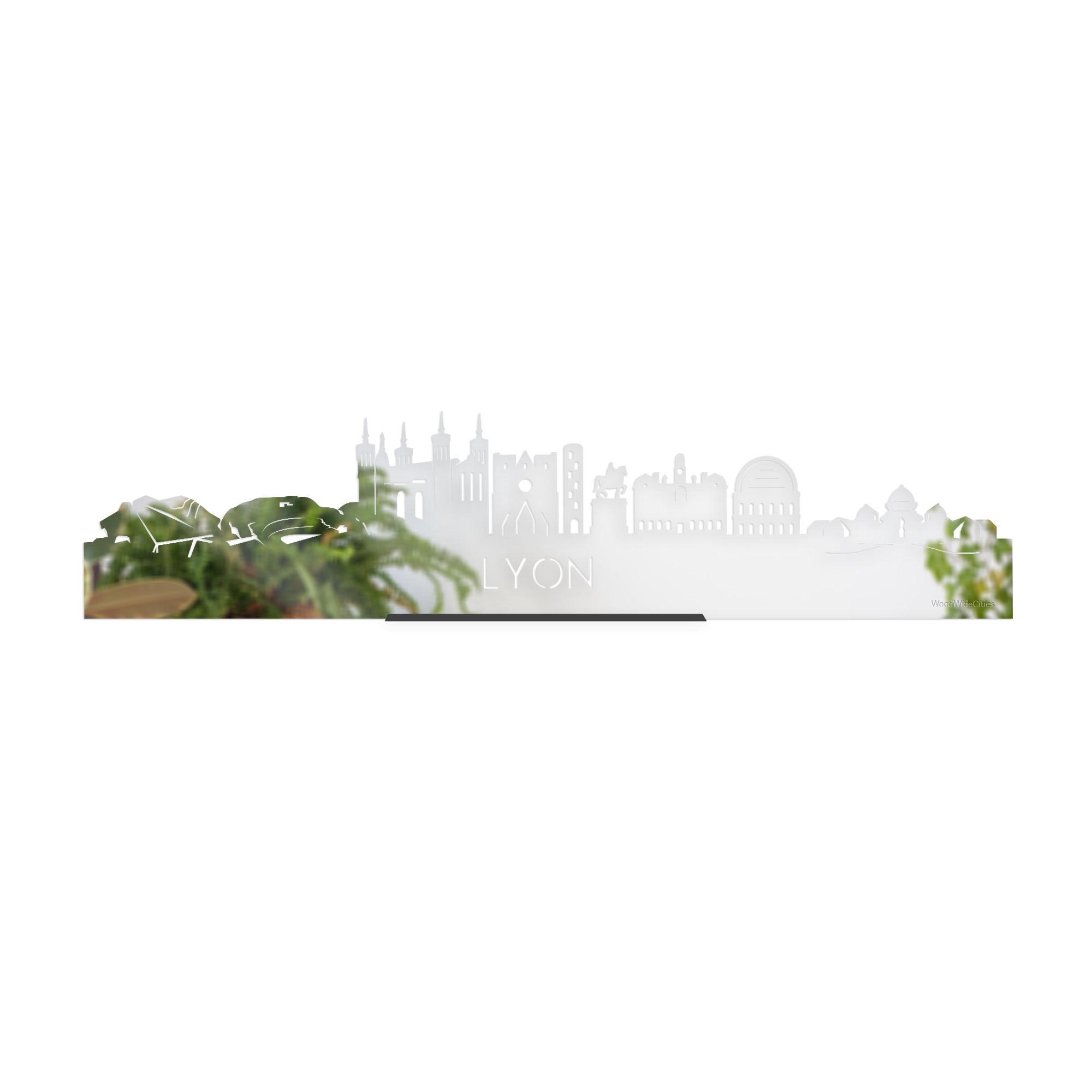 Standing Skyline Lyon Spiegel 40 cm houten cadeau decoratie relatiegeschenk van WoodWideCities