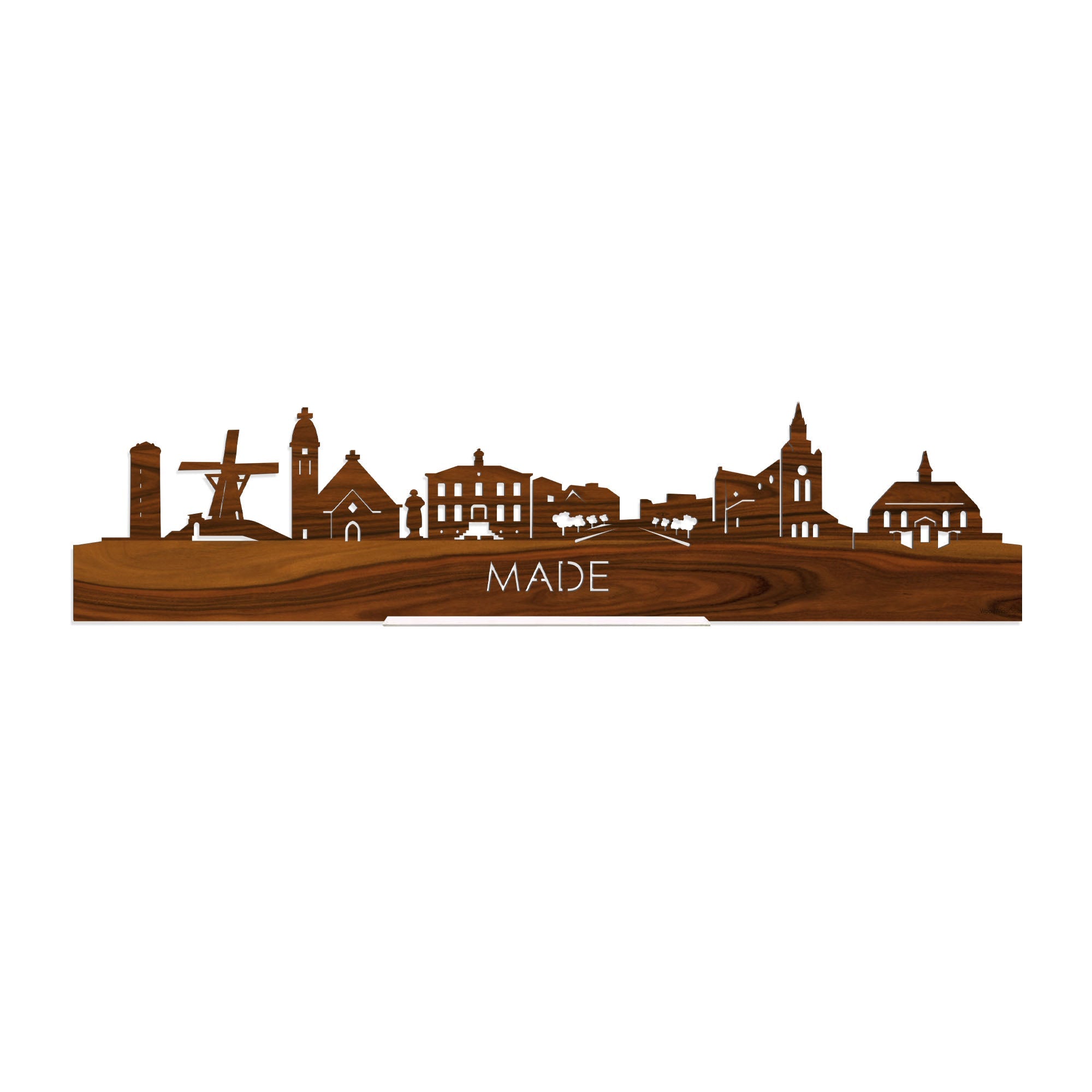 Standing Skyline Made Palissander houten cadeau decoratie relatiegeschenk van WoodWideCities