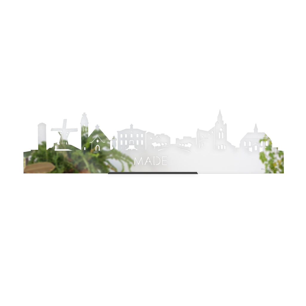 Standing Skyline Made Spiegel 40 cm houten cadeau decoratie relatiegeschenk van WoodWideCities