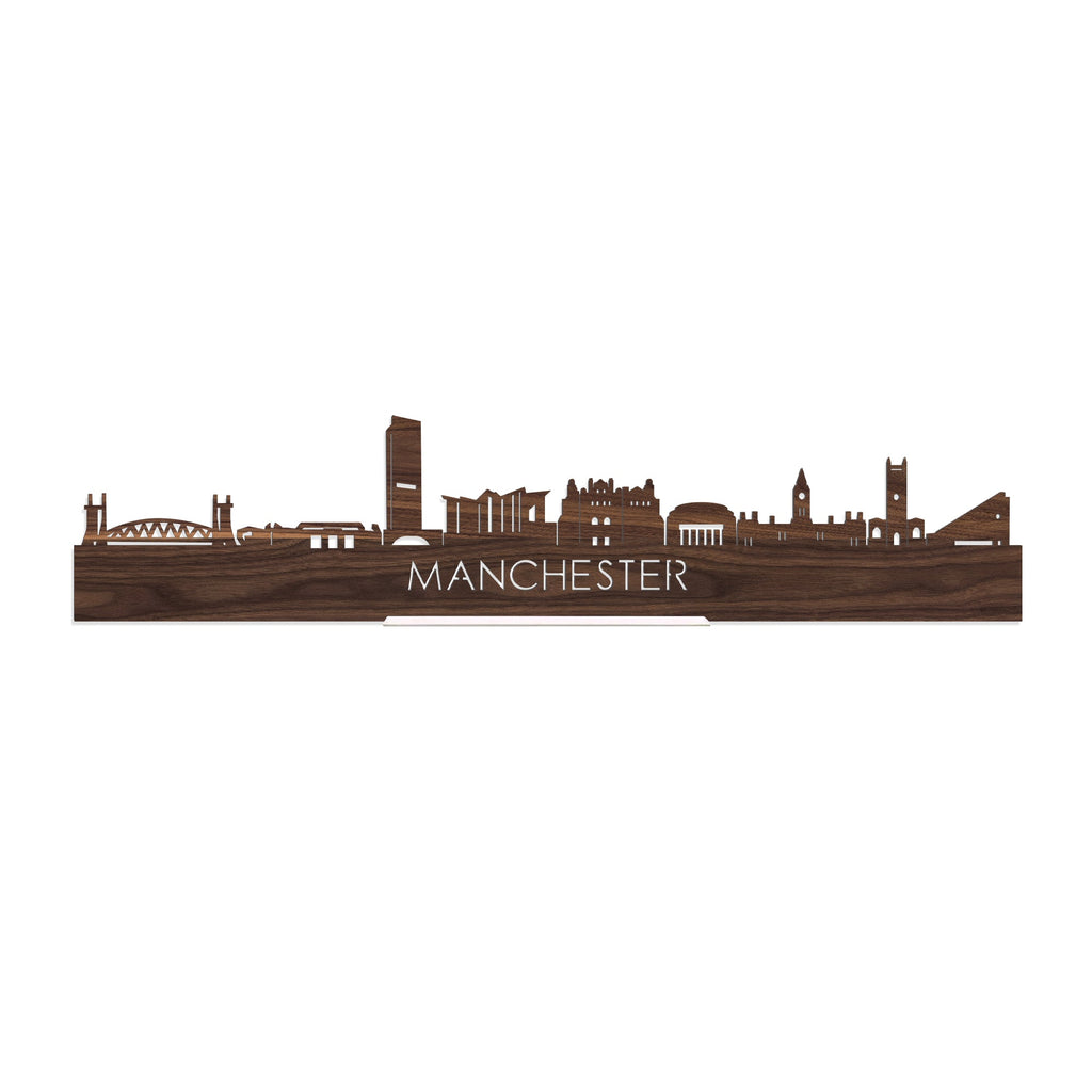 Standing Skyline Manchester Noten houten cadeau decoratie relatiegeschenk van WoodWideCities