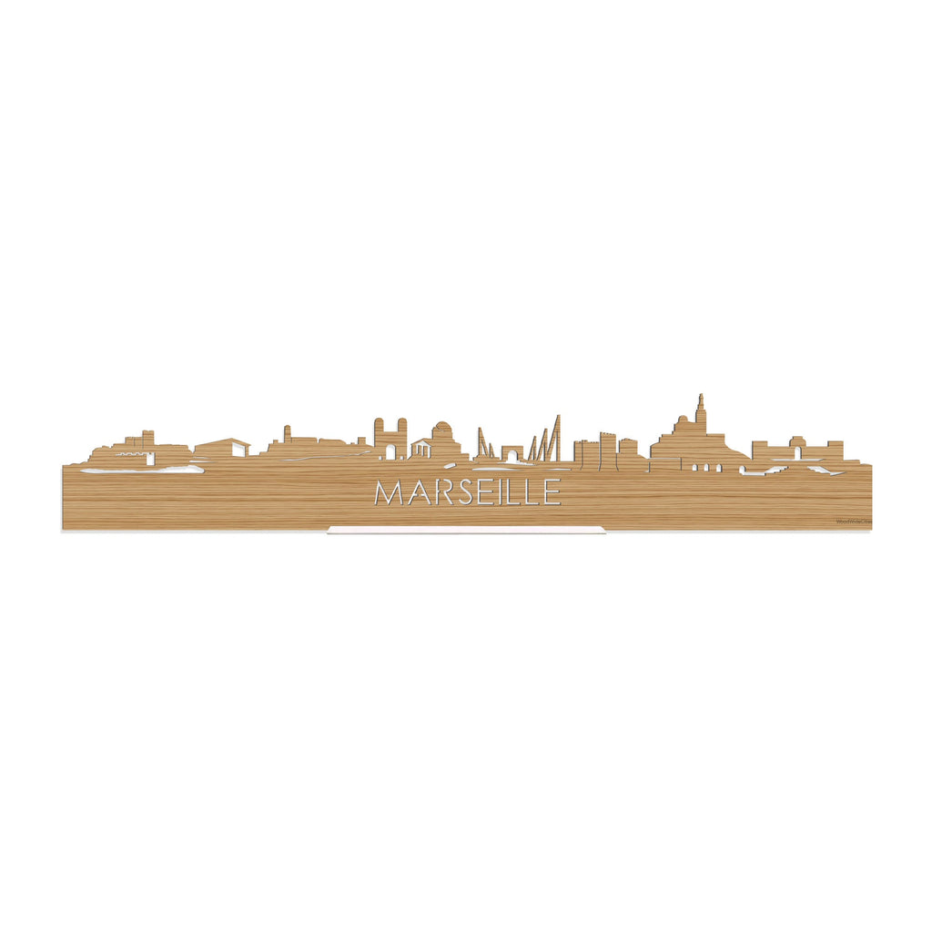 Standing Skyline Marseille Bamboe houten cadeau decoratie relatiegeschenk van WoodWideCities