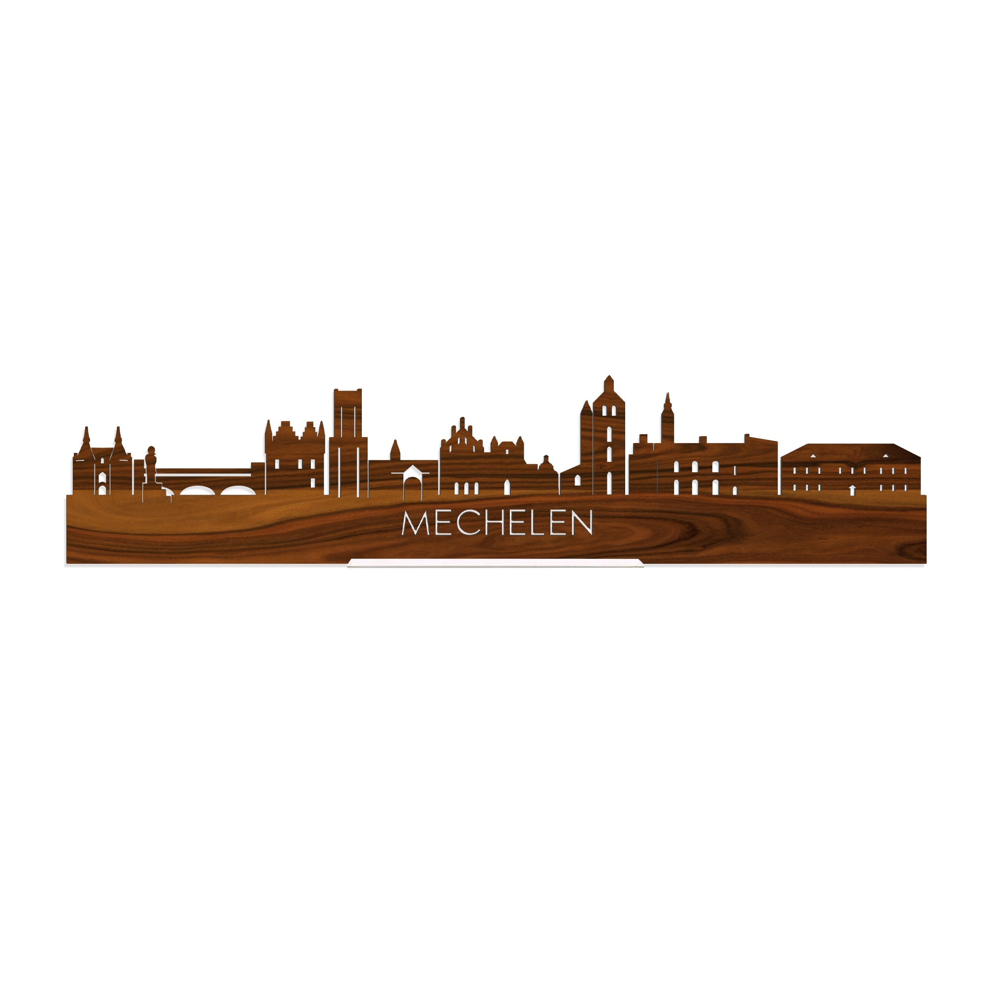 Standing Skyline Mechelen Palissander houten cadeau decoratie relatiegeschenk van WoodWideCities