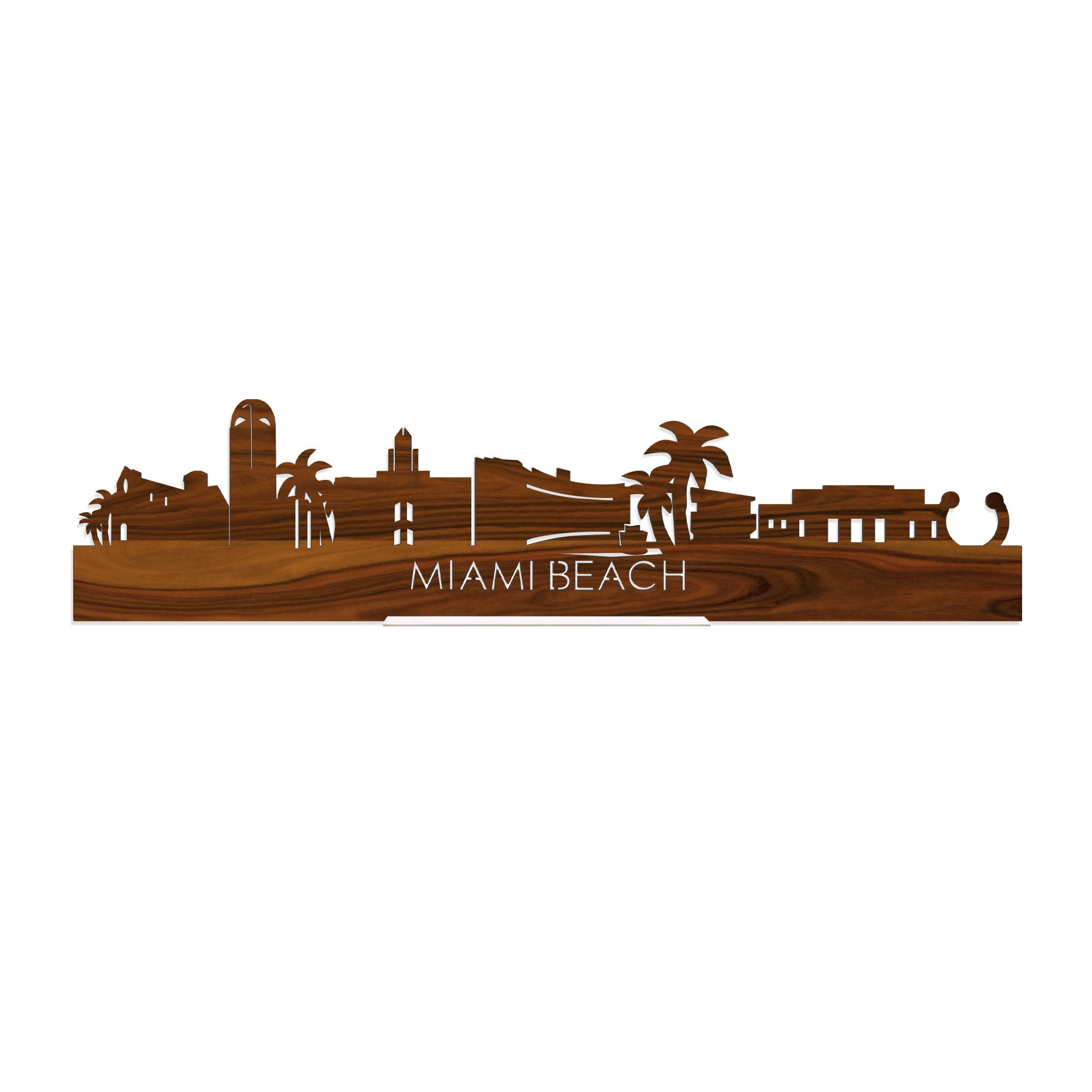 Standing Skyline Miami-beach Palissander houten cadeau decoratie relatiegeschenk van WoodWideCities